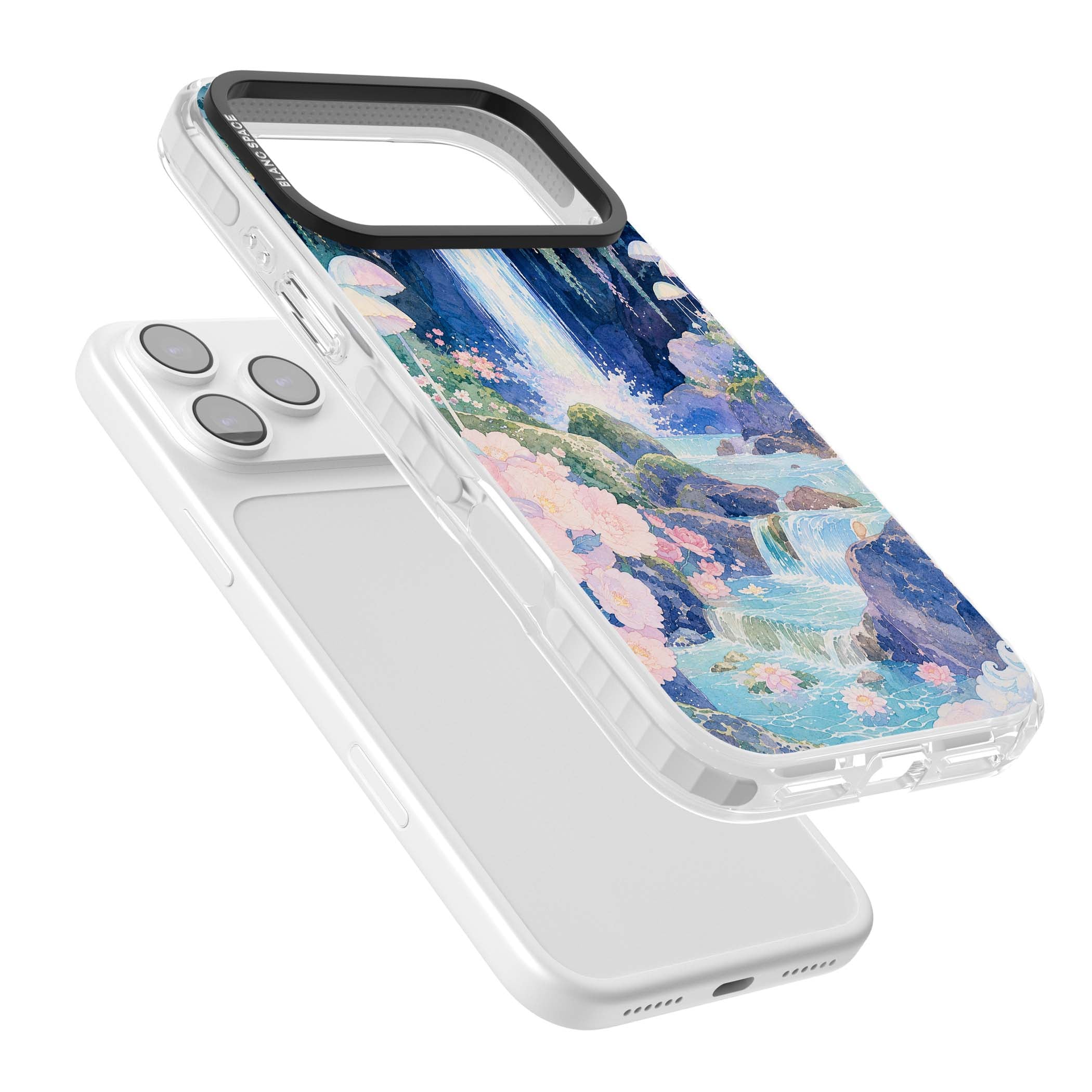 Mystic Waterfall art iPhone case | Black Impact case for iPhone 17 Pro, iPhone 17 Pro Max