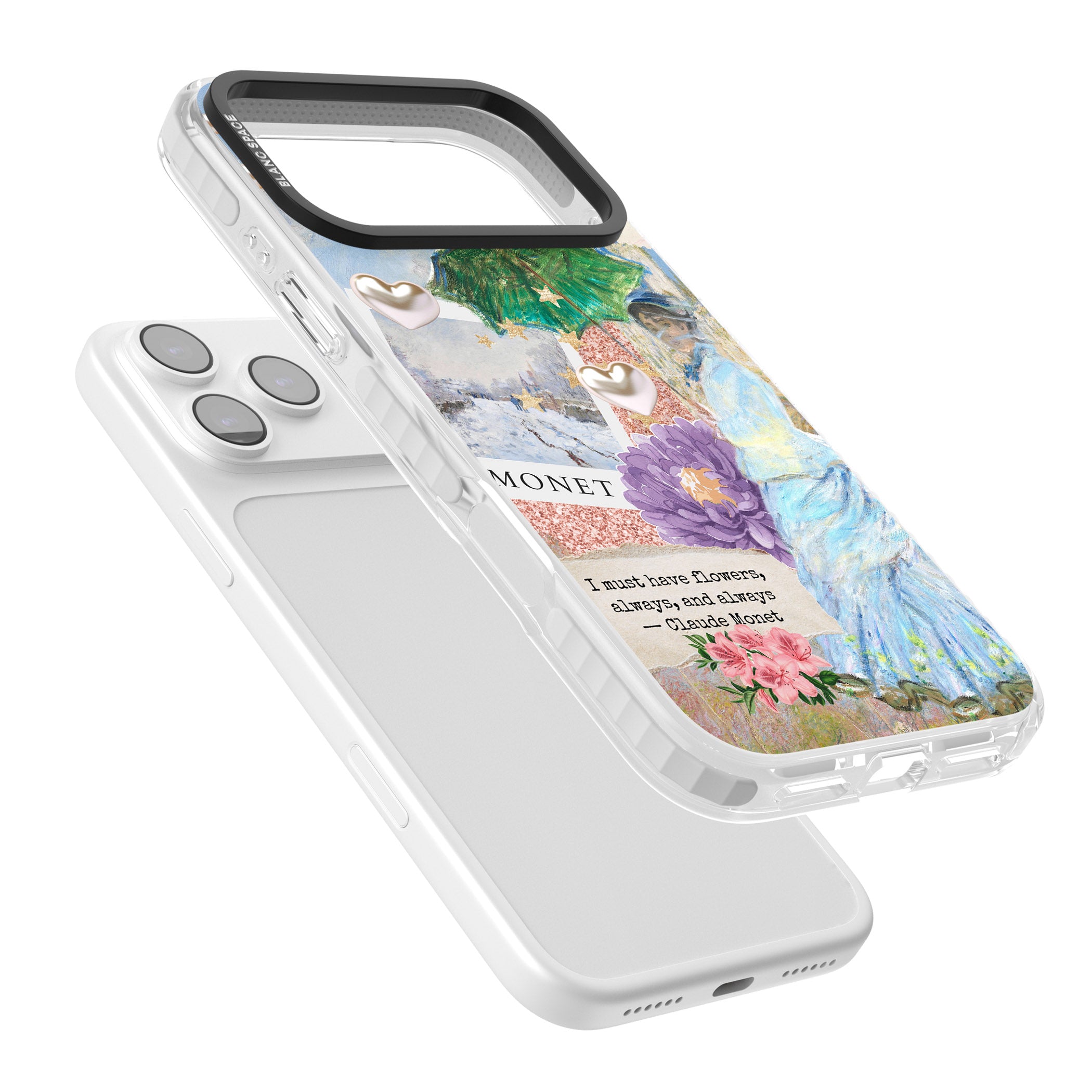 Monet 'Must Have Flowers' Collage iPhone 17 Pro Max Impact Clear Phone Case Colours
