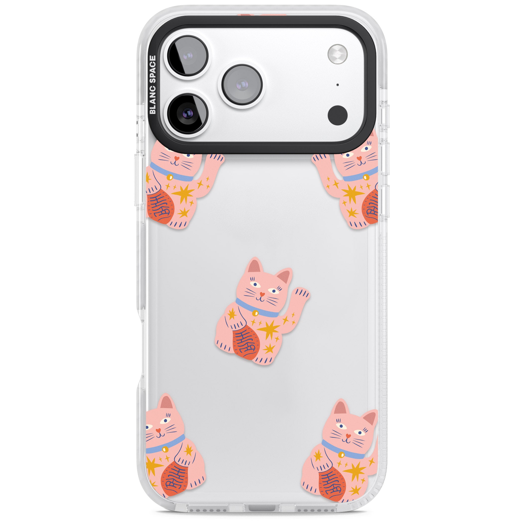 Waving Cat Pattern iPhone 17 Pro Max Impact Clear Phone Case