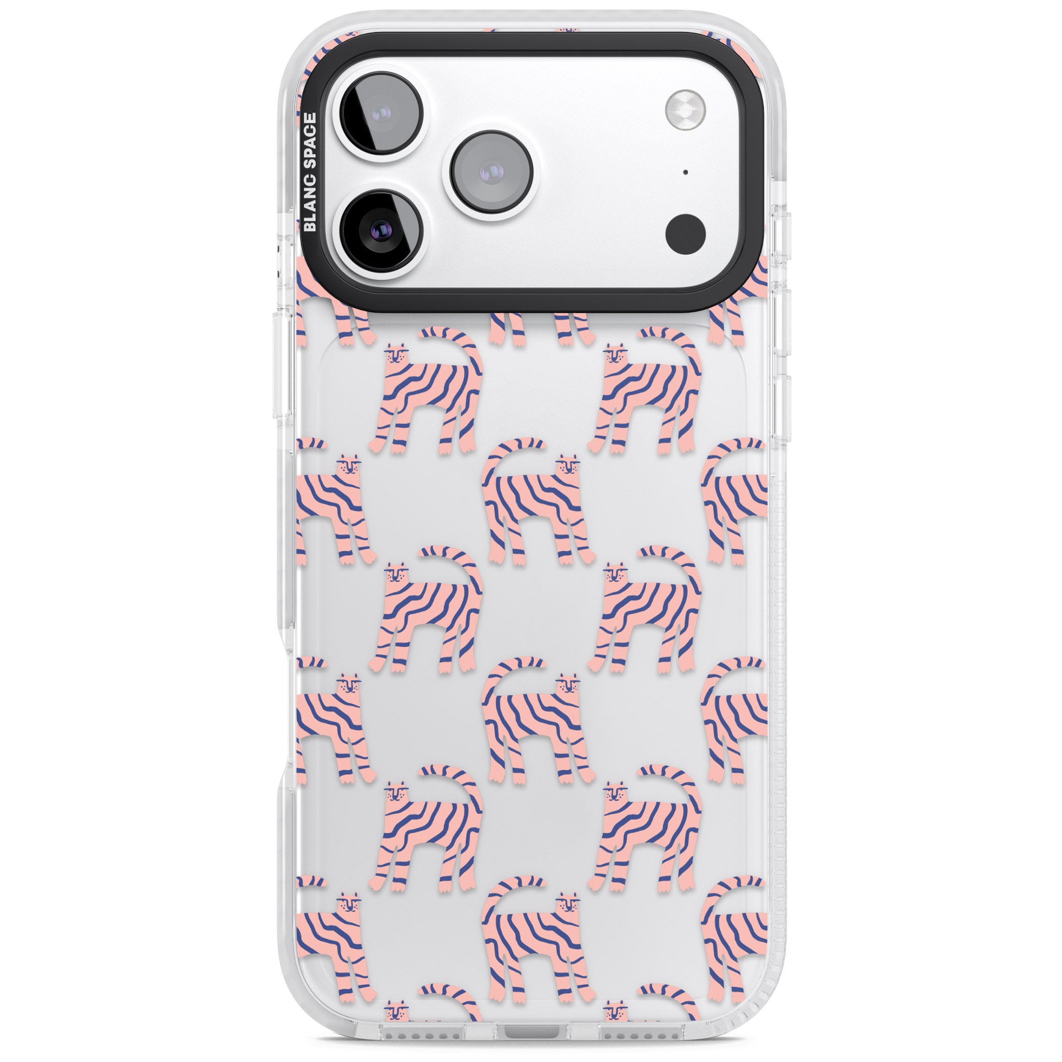Pink And Blue Cat Pattern iPhone 17 Pro Impact Clear Phone Case