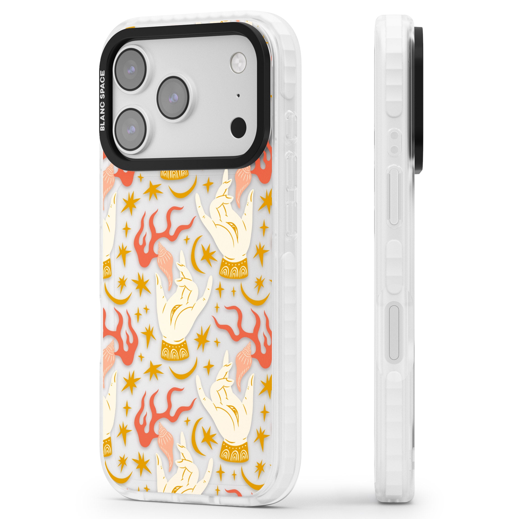 Hand Watcher Pattern iPhone 17 Pro Max Impact Clear Phone Case Side Profile