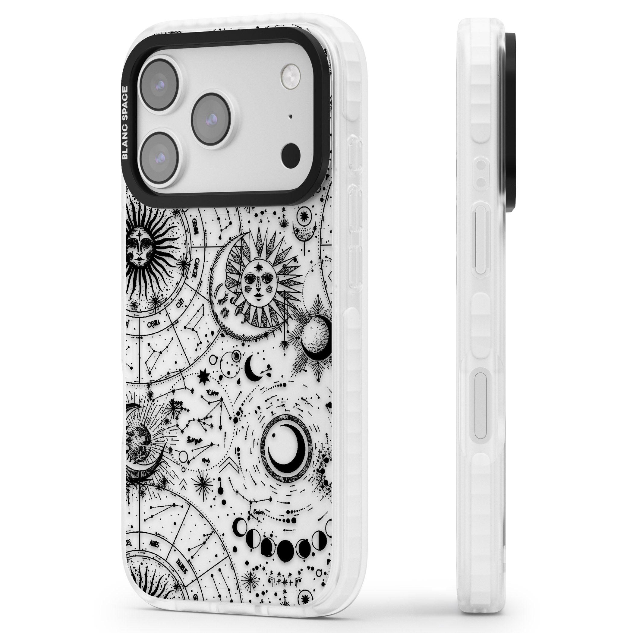 Celestial Zodiac iPhone 17 Pro Max Impact Clear Phone Case Side Profile