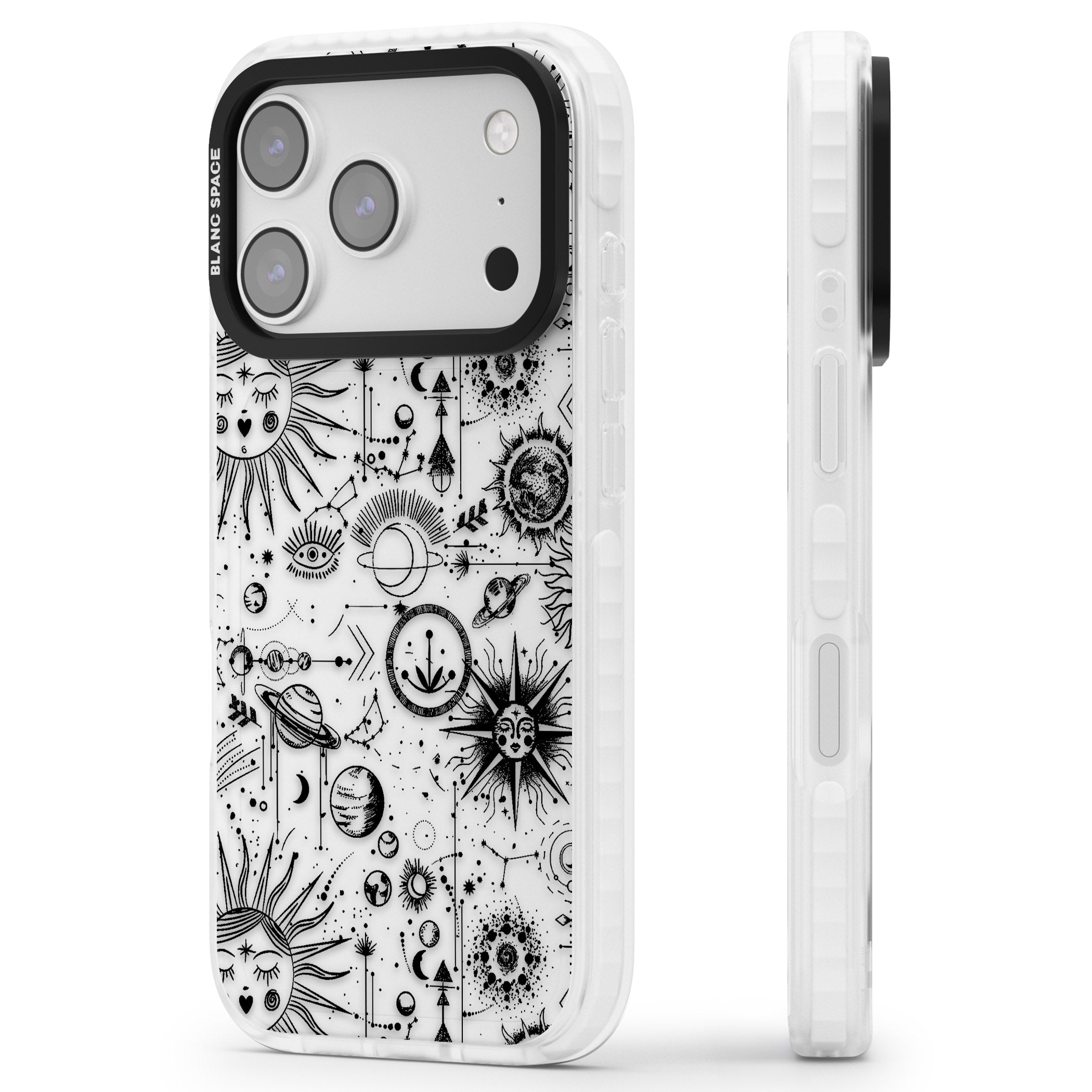 Cosmic Zodiac iPhone 17 Pro Max Impact Clear Phone Case Side Profile