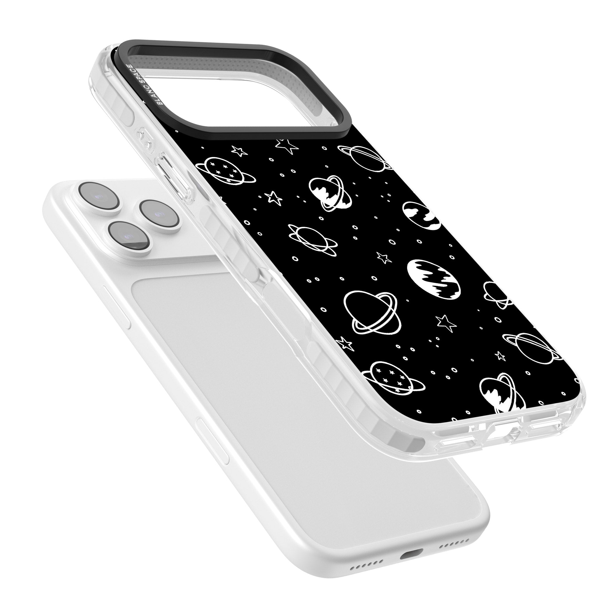 Cosmic Sketch White Black iPhone 17 Pro Max Impact Clear Phone Case Colours