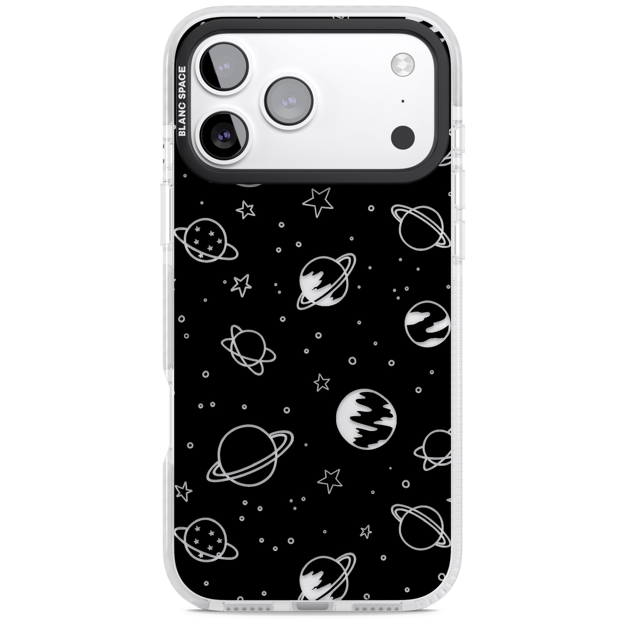 Cosmic Sketch Clear Black iPhone 17 Pro Max Impact Clear Phone Case