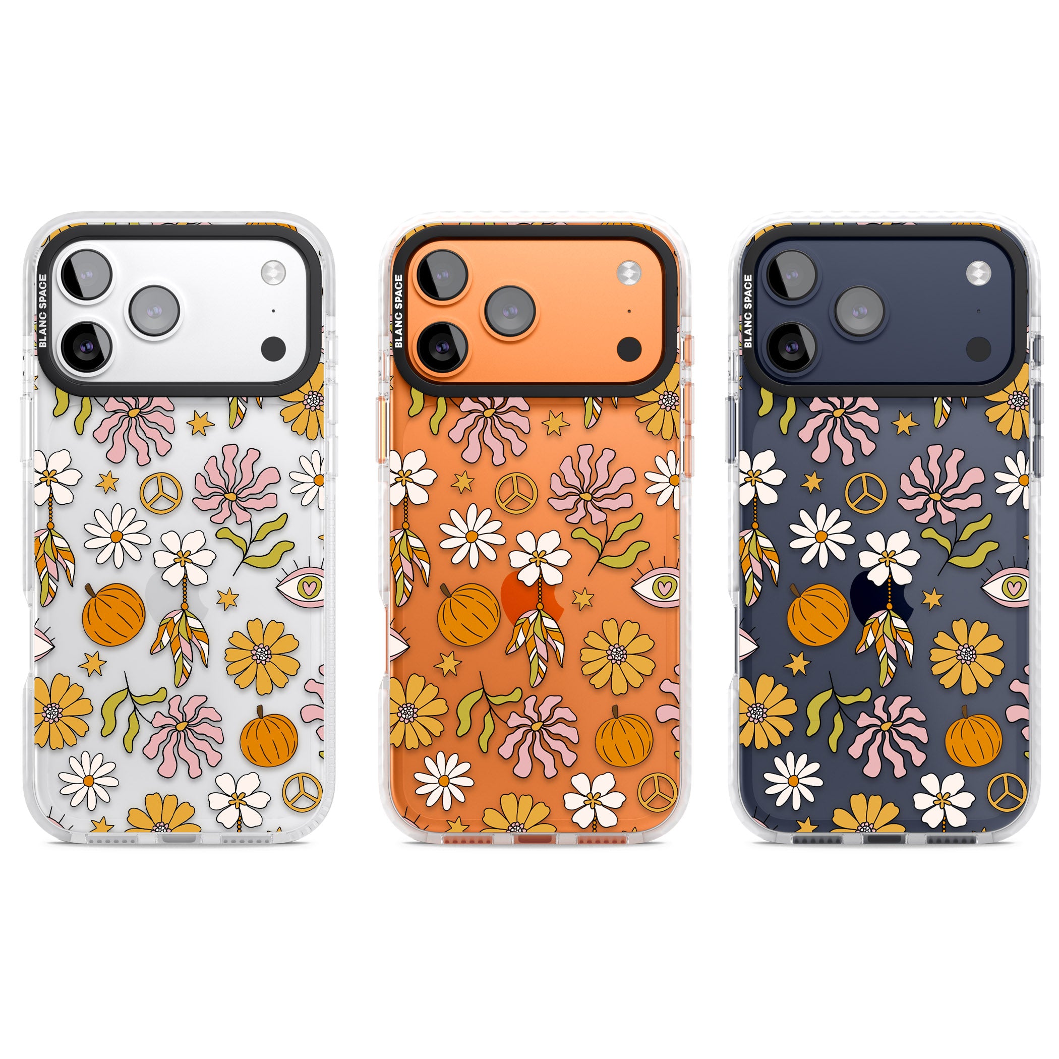 Retro Boho Fall Floral iPhone 17 Pro Impact Clear Phone Case APT Impact Protection