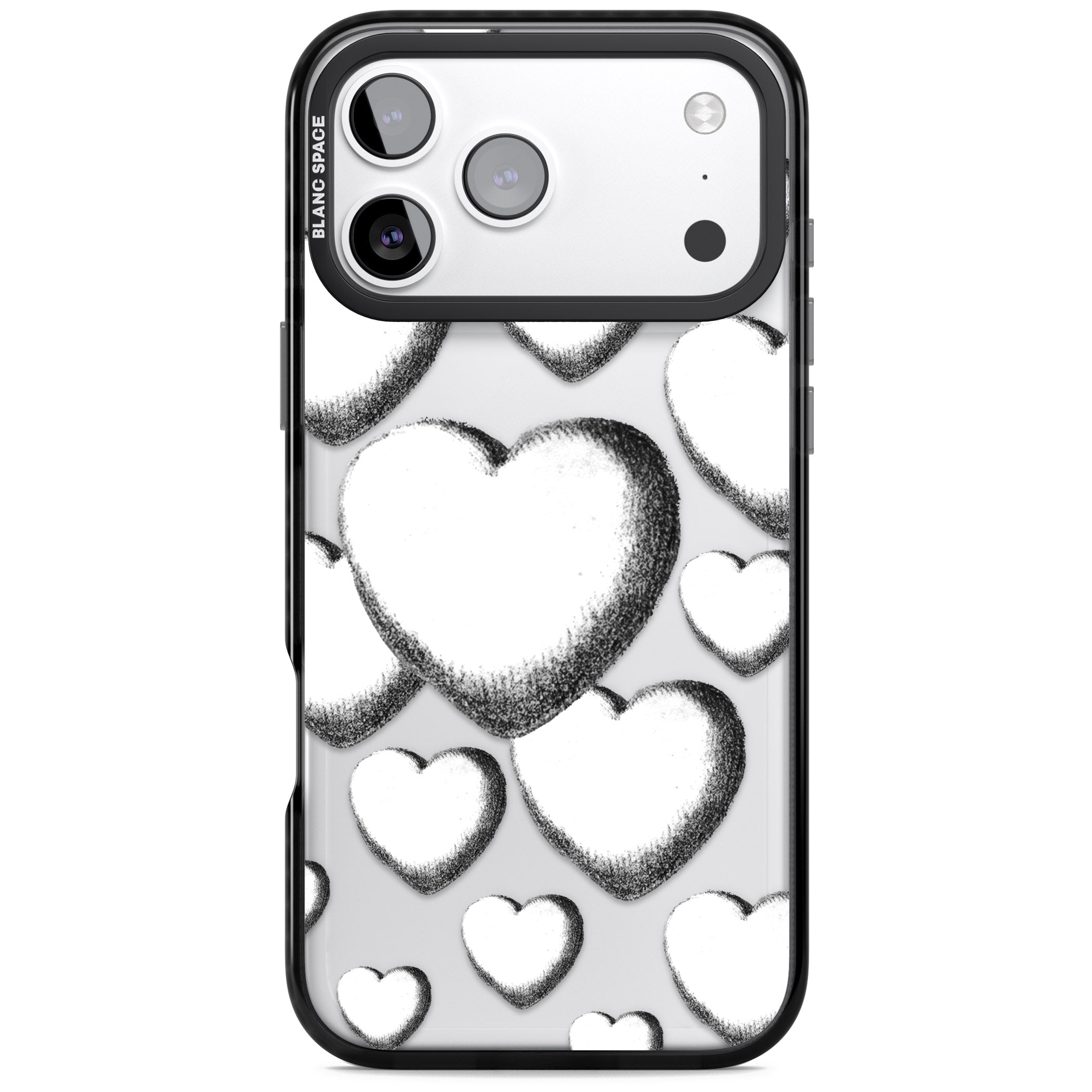 Hand Drawn Hearts iPhone 17 Pro Max Impact Black Phone Case