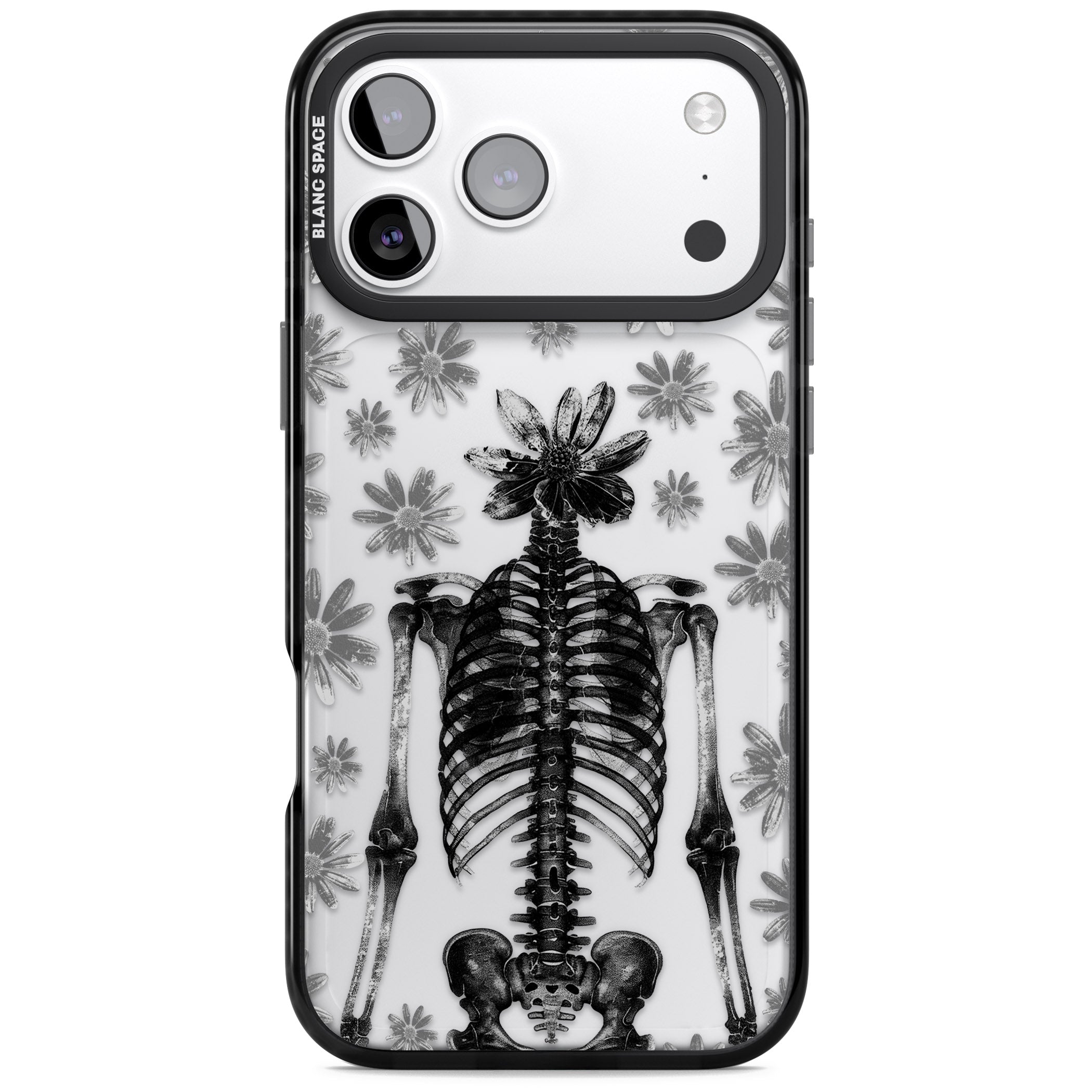 Skeleton Flower iPhone 17 Pro Max Impact Black Phone Case