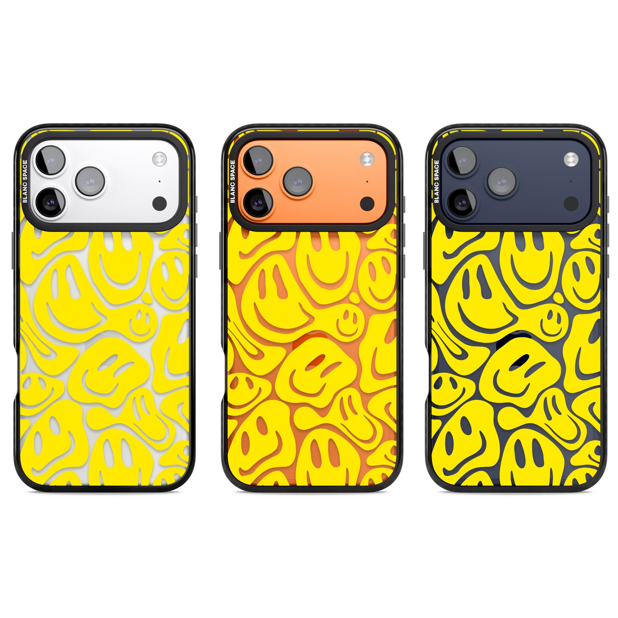 Yellow Acid Faces iPhone 17 Pro Impact Black Phone Case APT Impact Protection