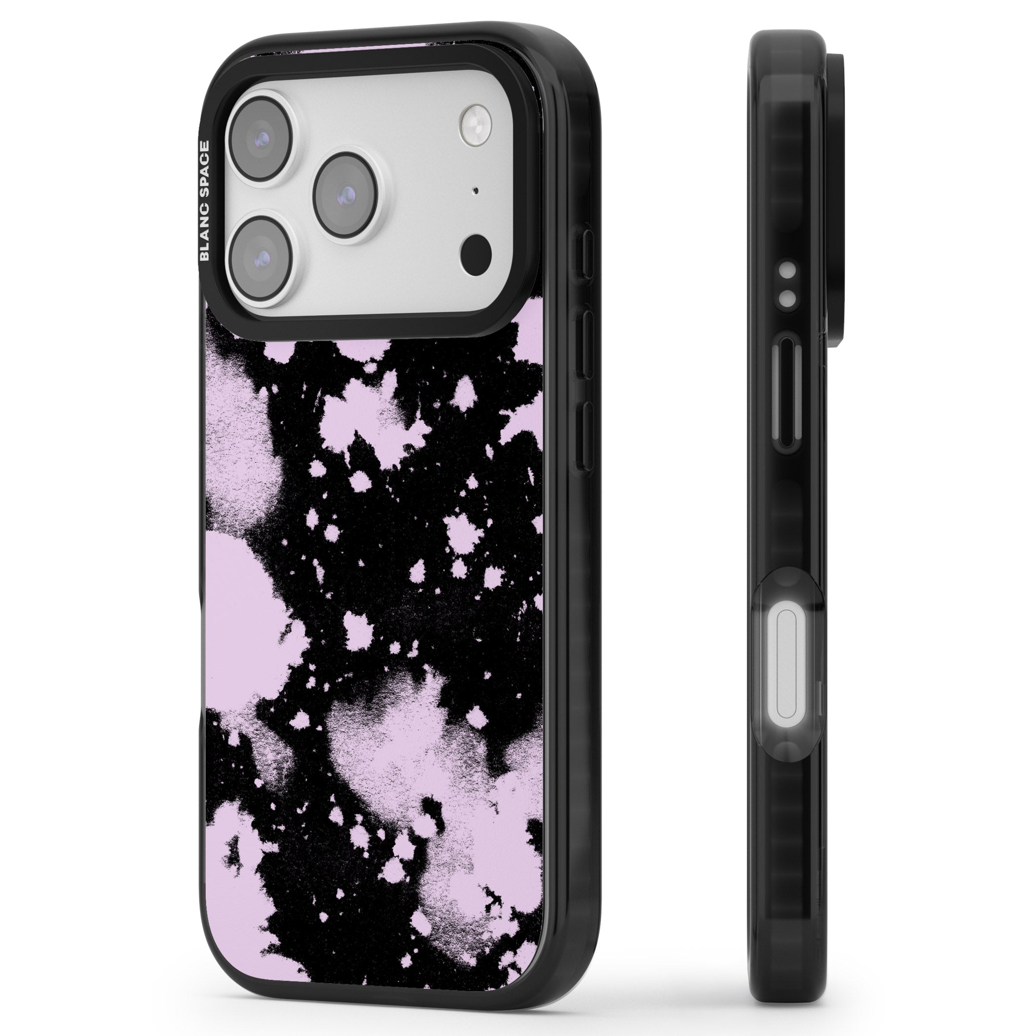 Pink & Black Acid Wash Tie Dye iPhone 17 Pro Max Impact Black Phone Case Side Profile