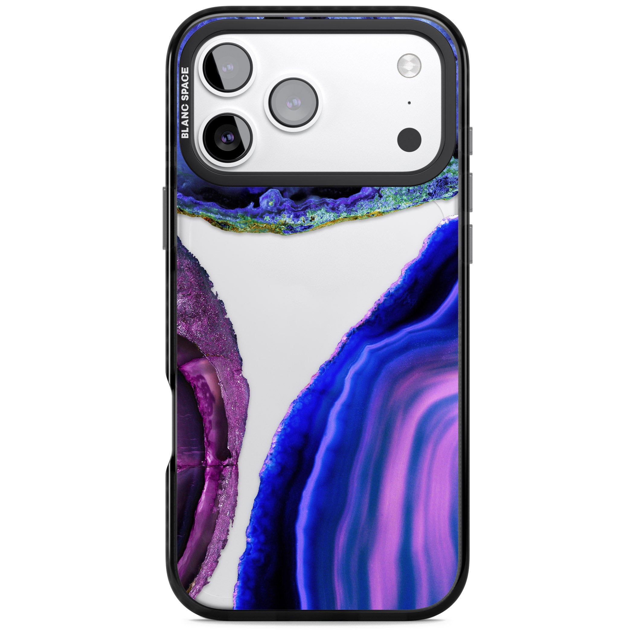 Violet Agate Slice iPhone 17 Pro Max Impact Black Phone Case