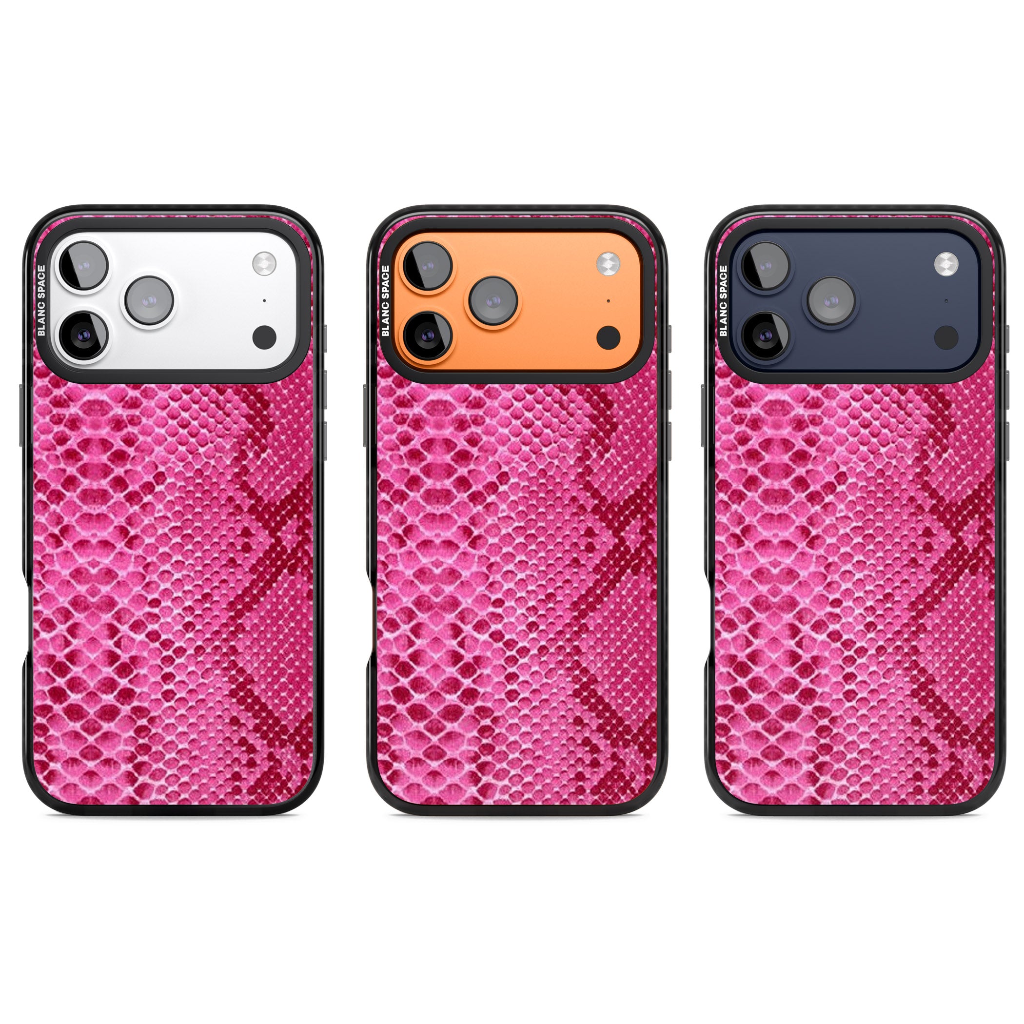 Pink Snakeskin iPhone 17 Pro Impact Black Phone Case APT Impact Protection