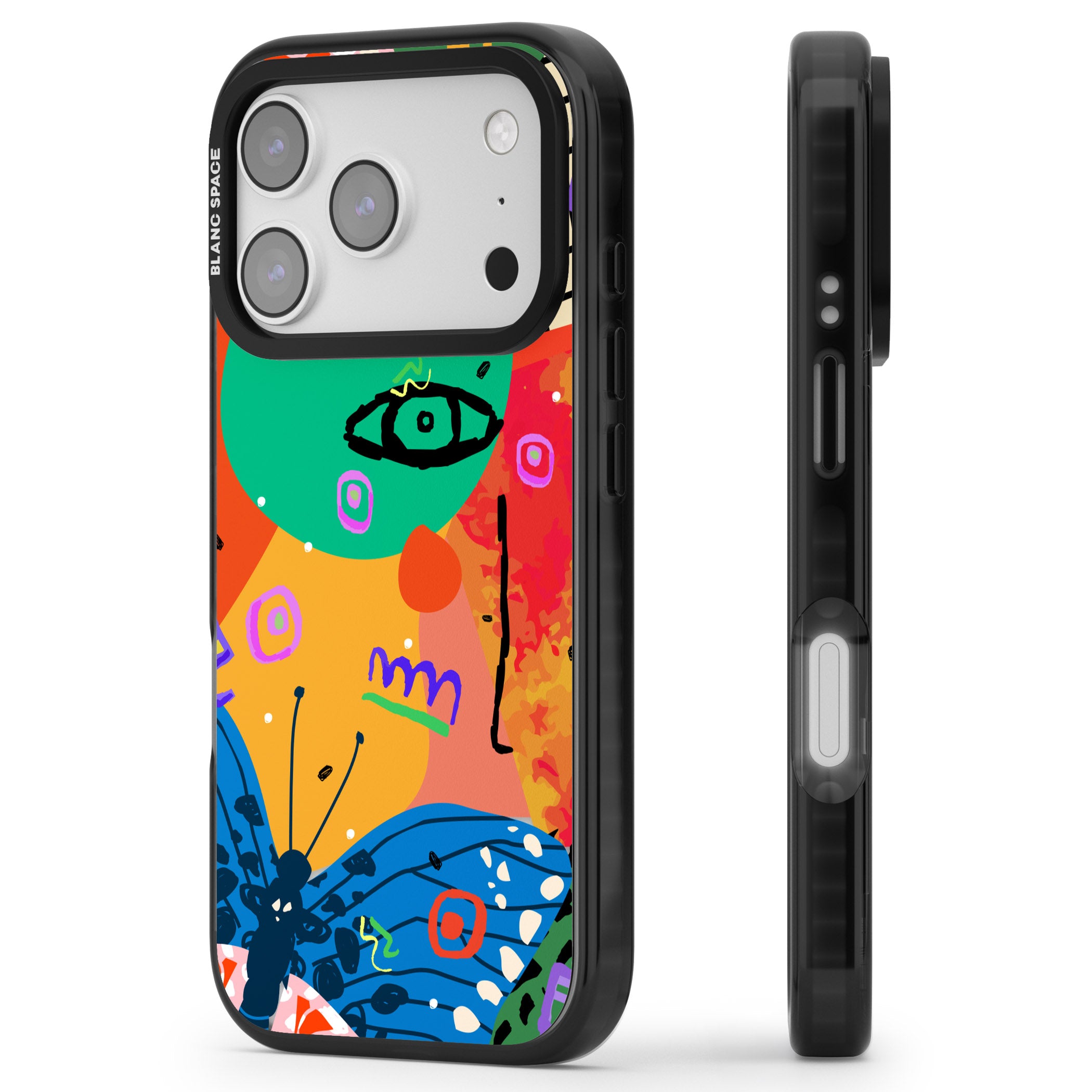 Abstract Butterfly iPhone 17 Pro Max Impact Black Phone Case Side Profile