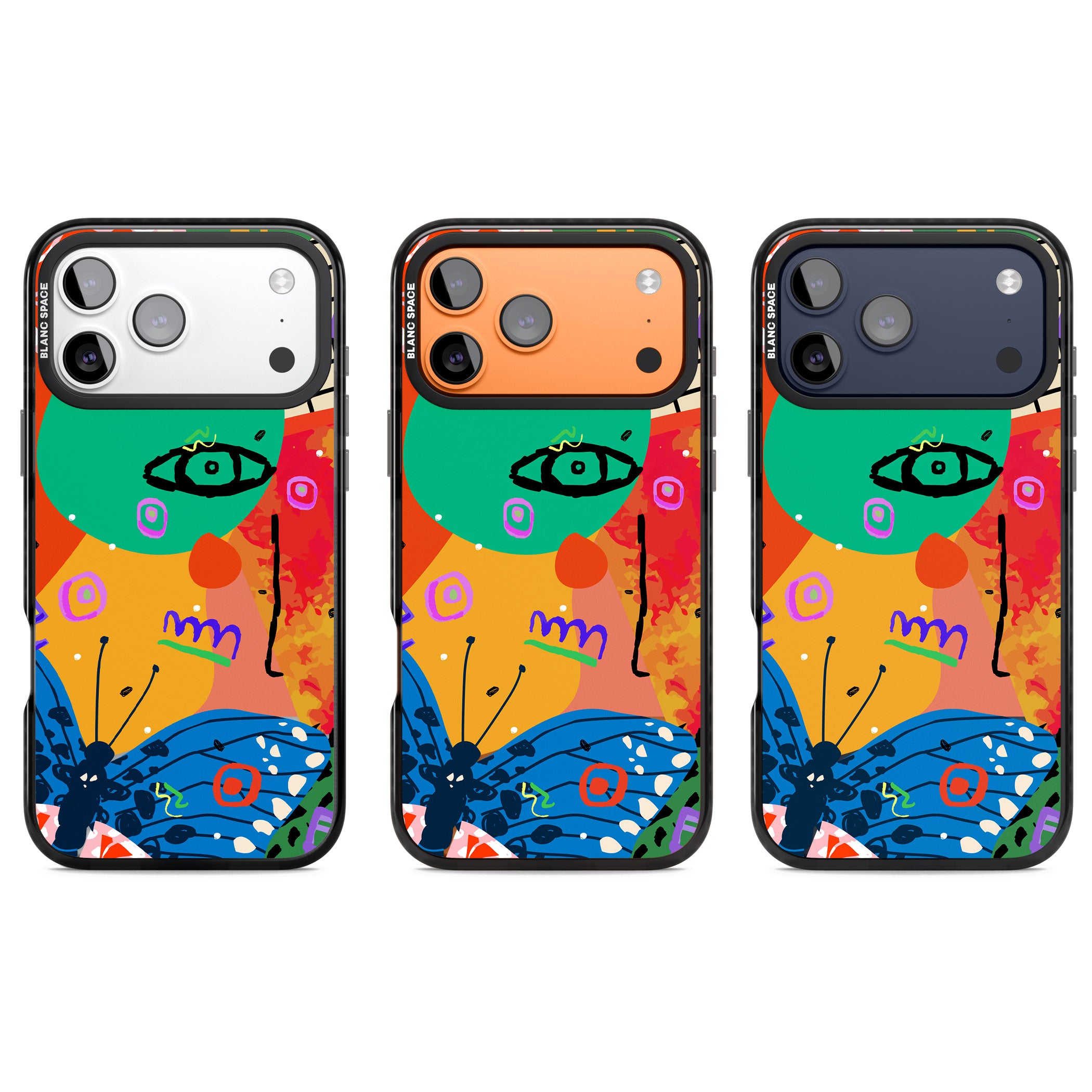 Abstract Butterfly iPhone 17 Pro Impact Black Phone Case APT Impact Protection