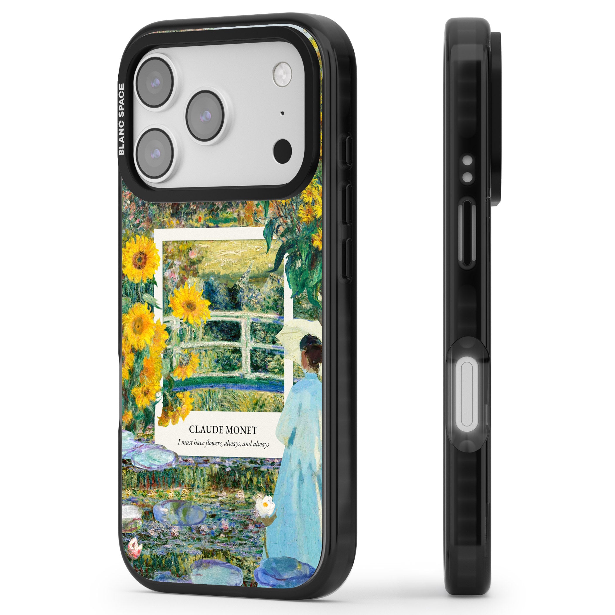 Monet Garden Bridge iPhone 17 Pro Max Impact Black Phone Case Side Profile