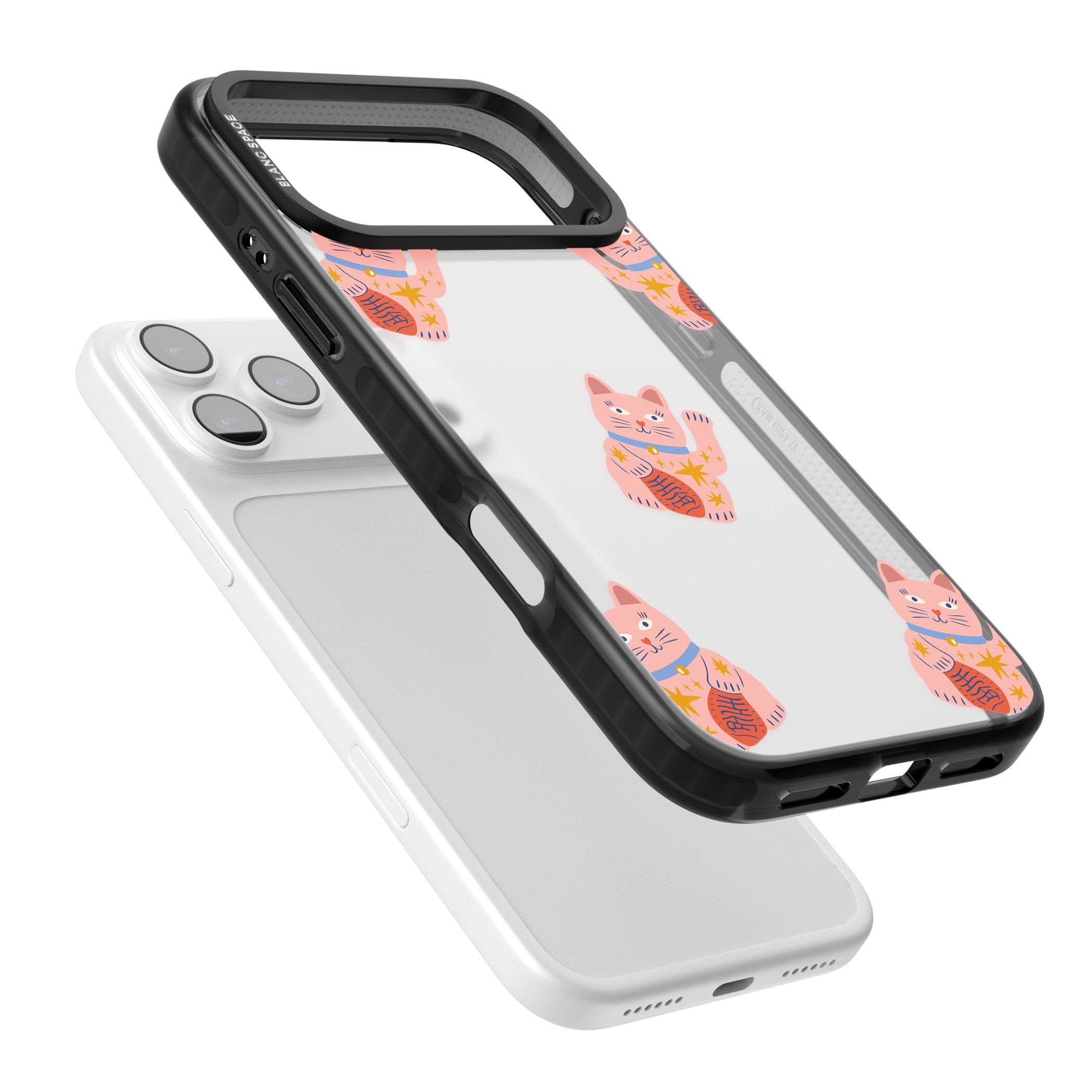 Waving Cat Pattern iPhone 17 Pro Max Impact Black Phone Case Colours