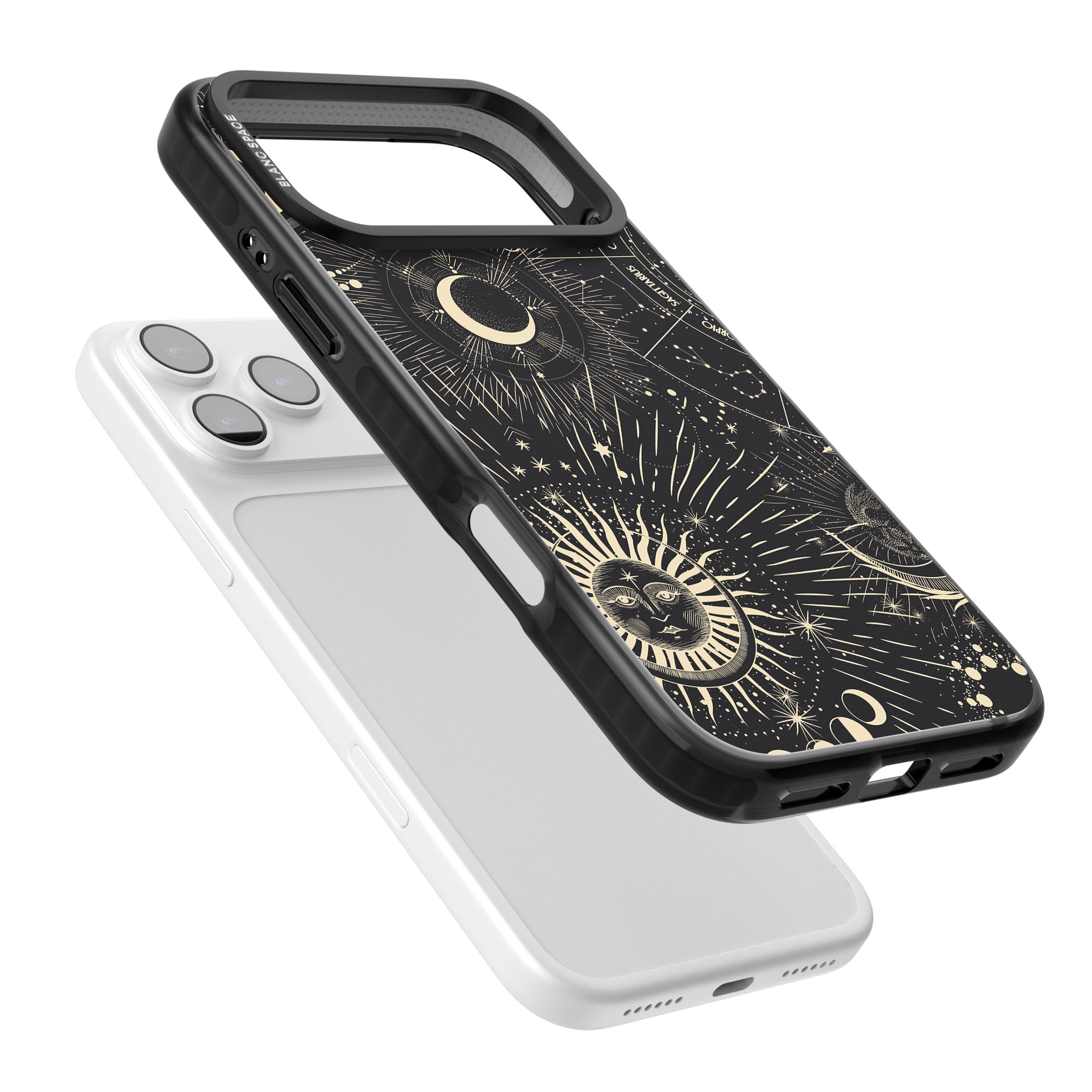 Cosmic Sun & Symbols Zodiac iPhone 17 Pro Max Impact Black Phone Case Colours