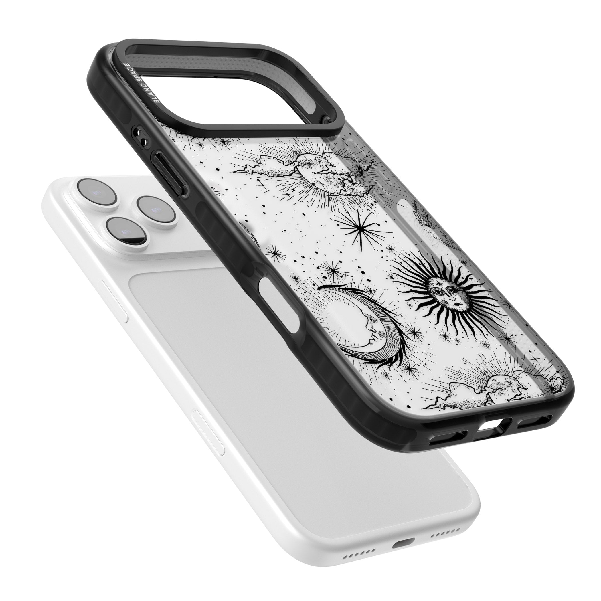 Suns, Moons & Clouds iPhone 17 Pro Max Impact Black Phone Case Colours