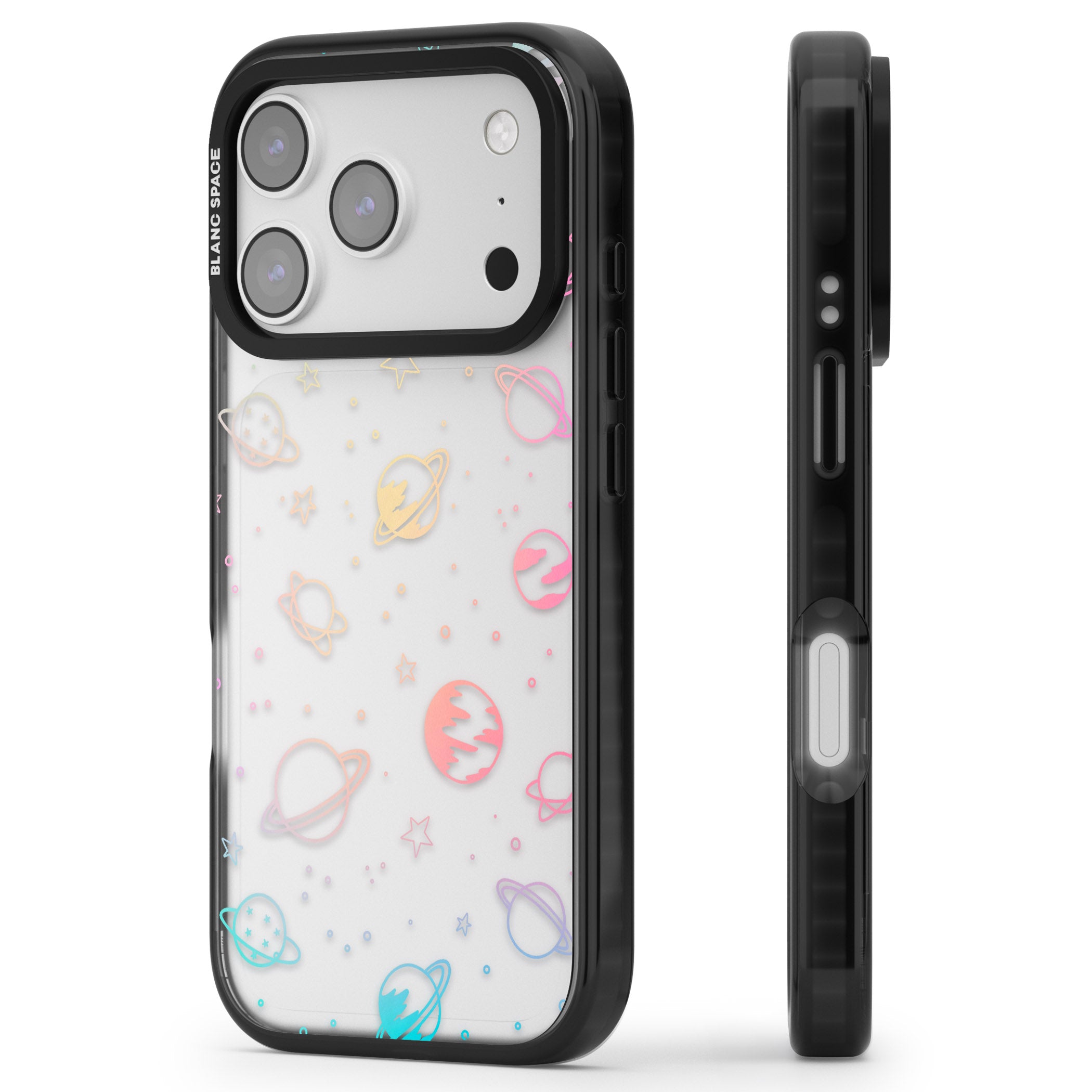 Pastel Space Universe iPhone 17 Pro Max Impact Black Phone Case Side Profile
