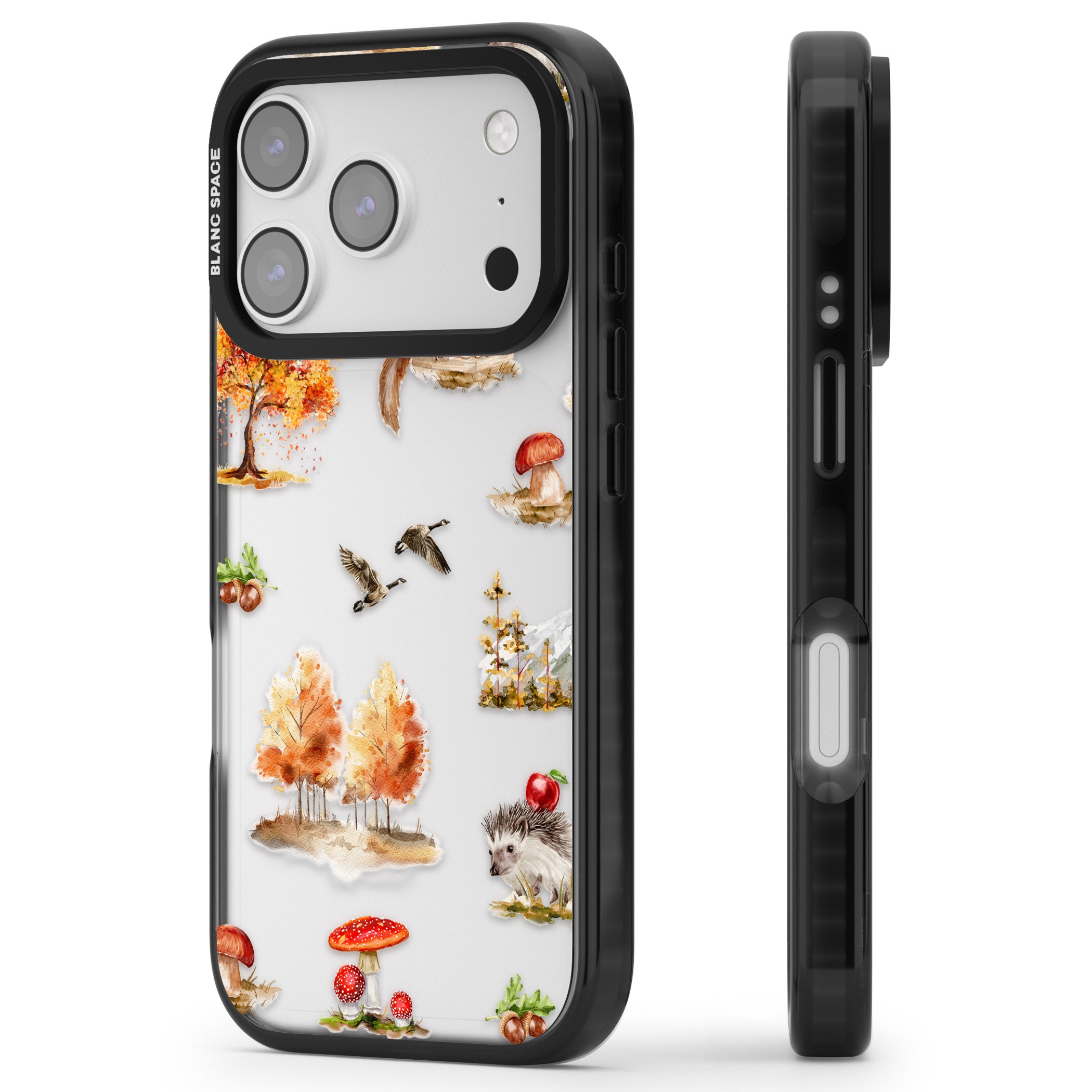 Fall Forest Friends iPhone 17 Pro Max Impact Black Phone Case Side Profile