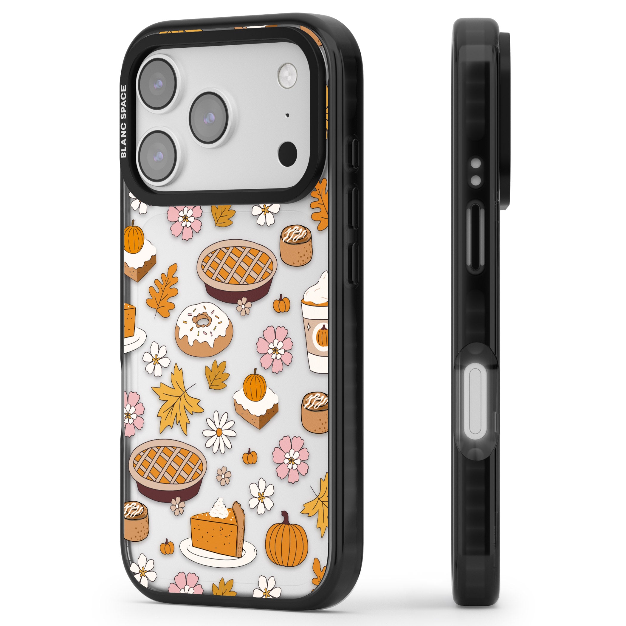 Pumpkin Pie Autumn Treats iPhone 17 Pro Max Impact Black Phone Case Side Profile