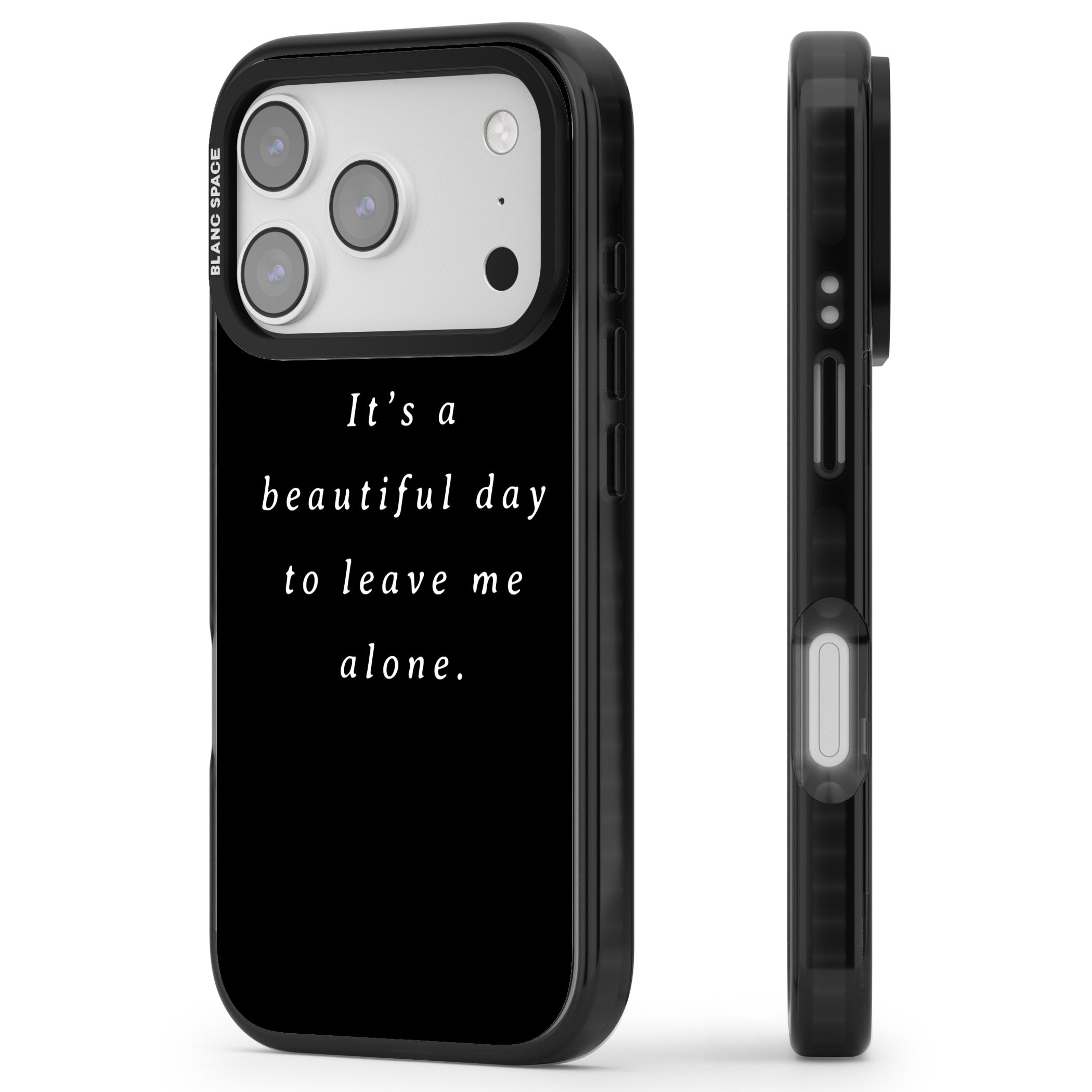 Beautiful Day Quote iPhone 17 Pro Max Impact Black Phone Case Side Profile