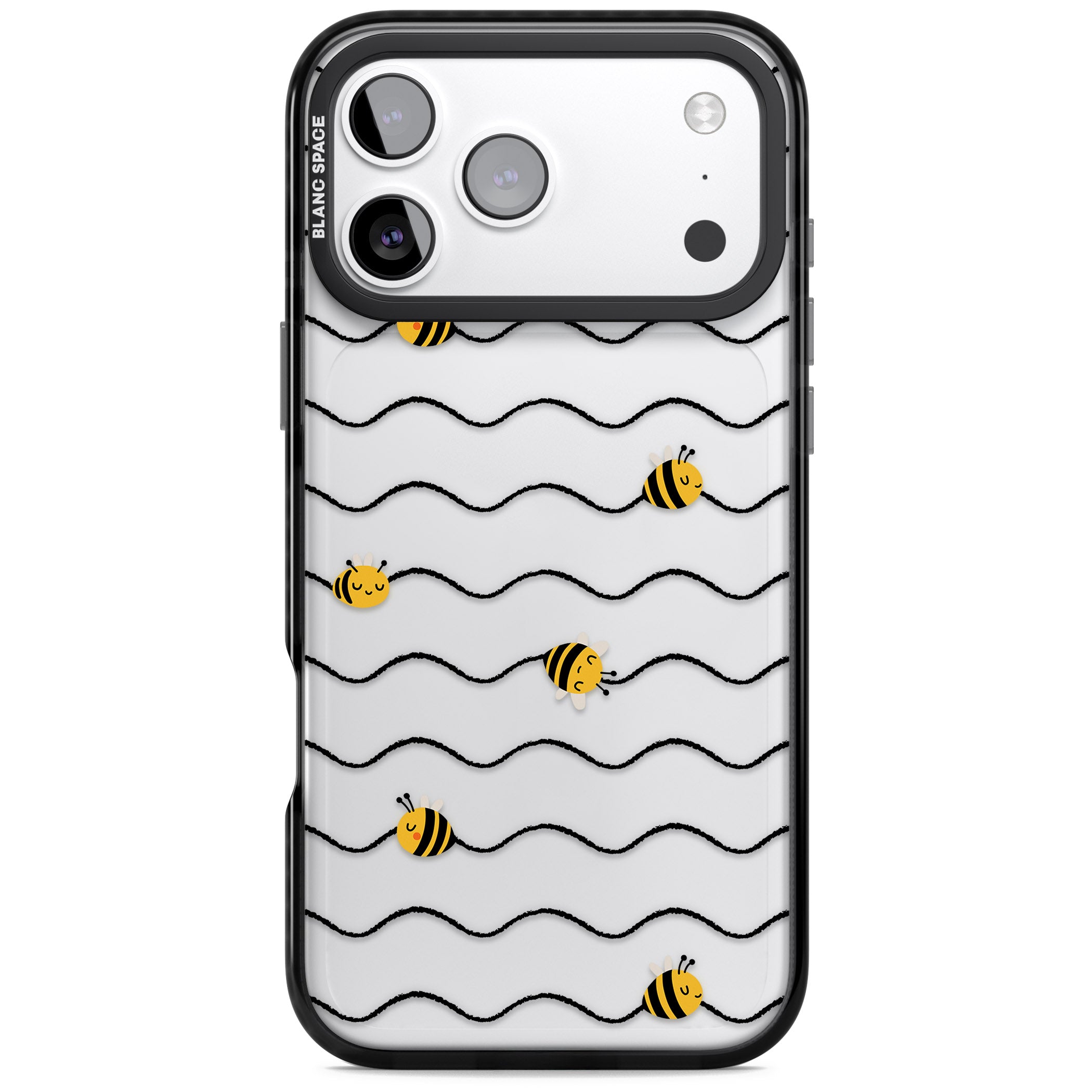 Bee Wave Pattern iPhone 17 Pro Max Impact Black Phone Case