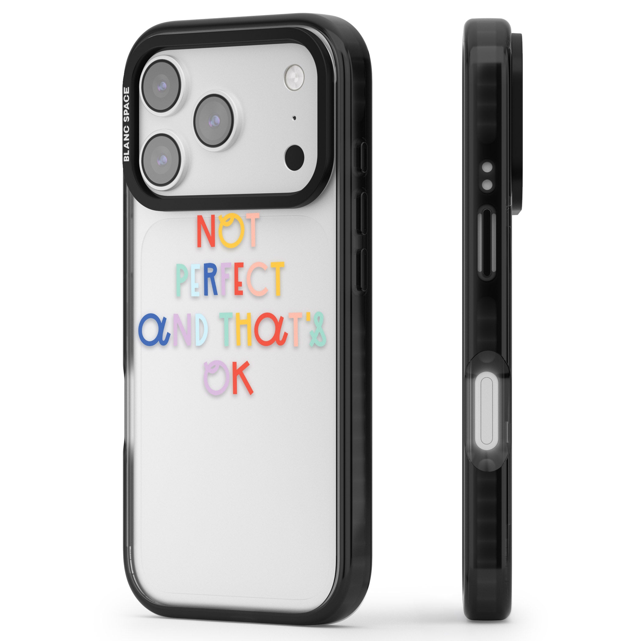 Not Perfect Clear iPhone 17 Pro Max Impact Black Phone Case Side Profile