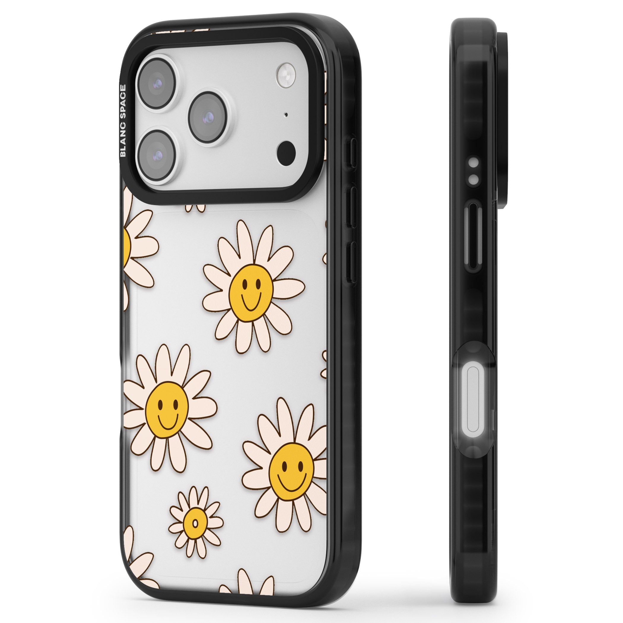Daisy Faces iPhone 17 Pro Max Impact Black Phone Case Side Profile