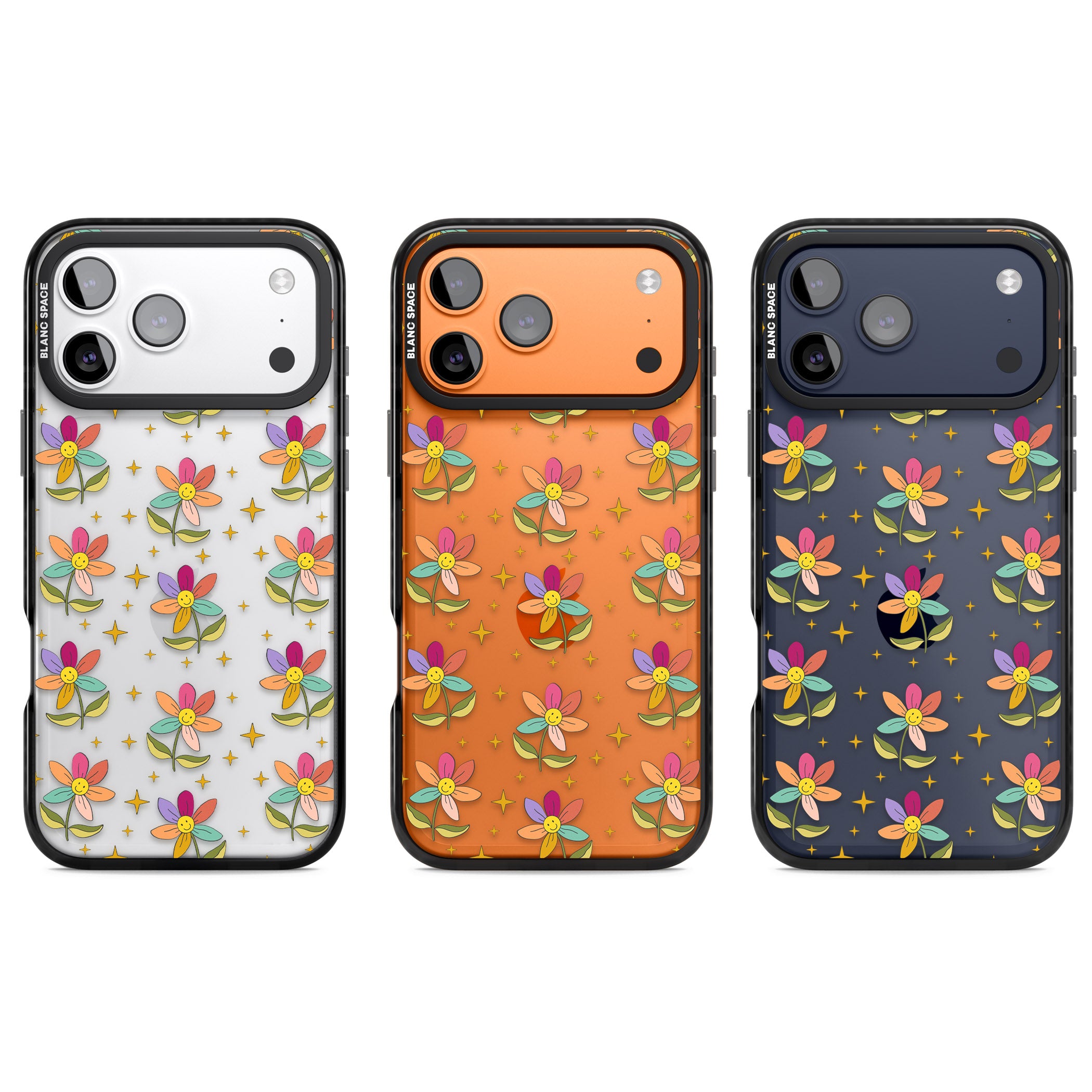 Boho Celestial Happy Flower iPhone 17 Pro Impact Black Phone Case APT Impact Protection