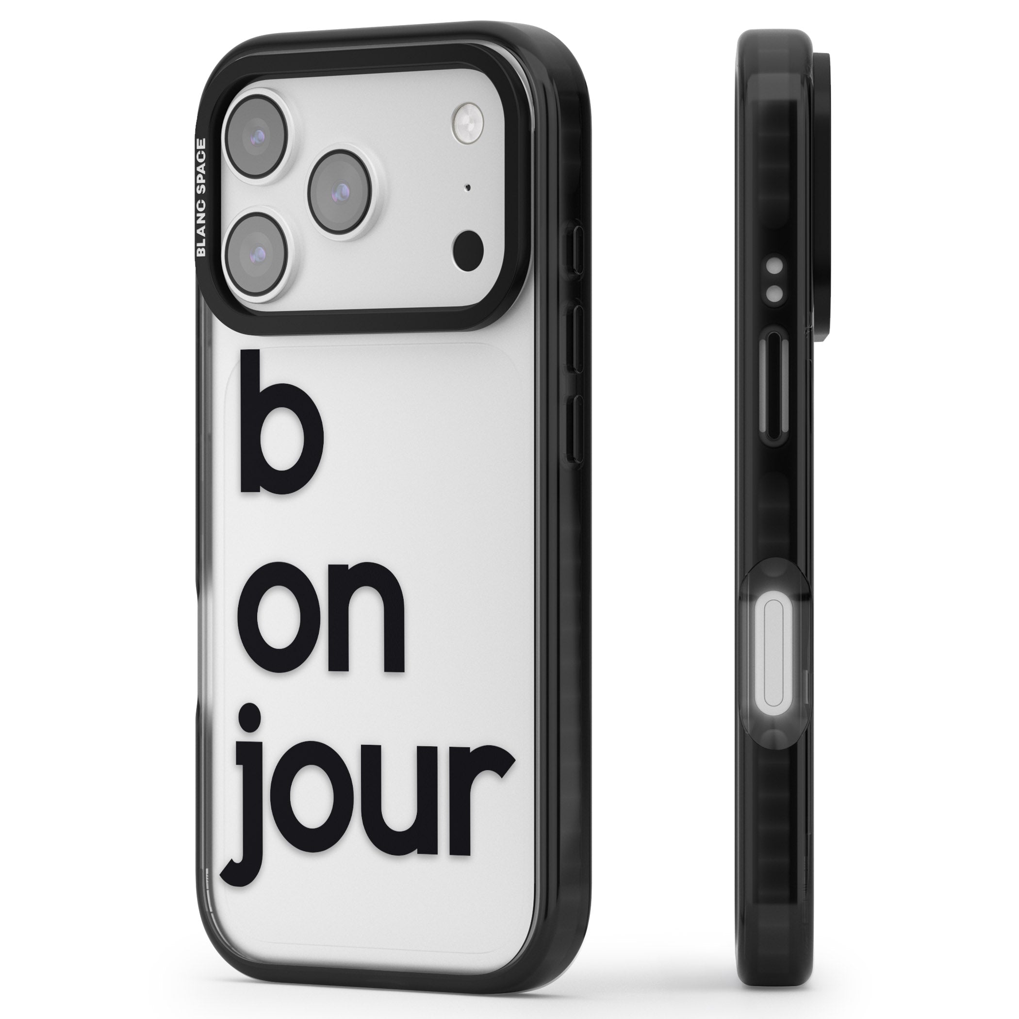 Bonjour iPhone 17 Pro Max Impact Black Phone Case Side Profile