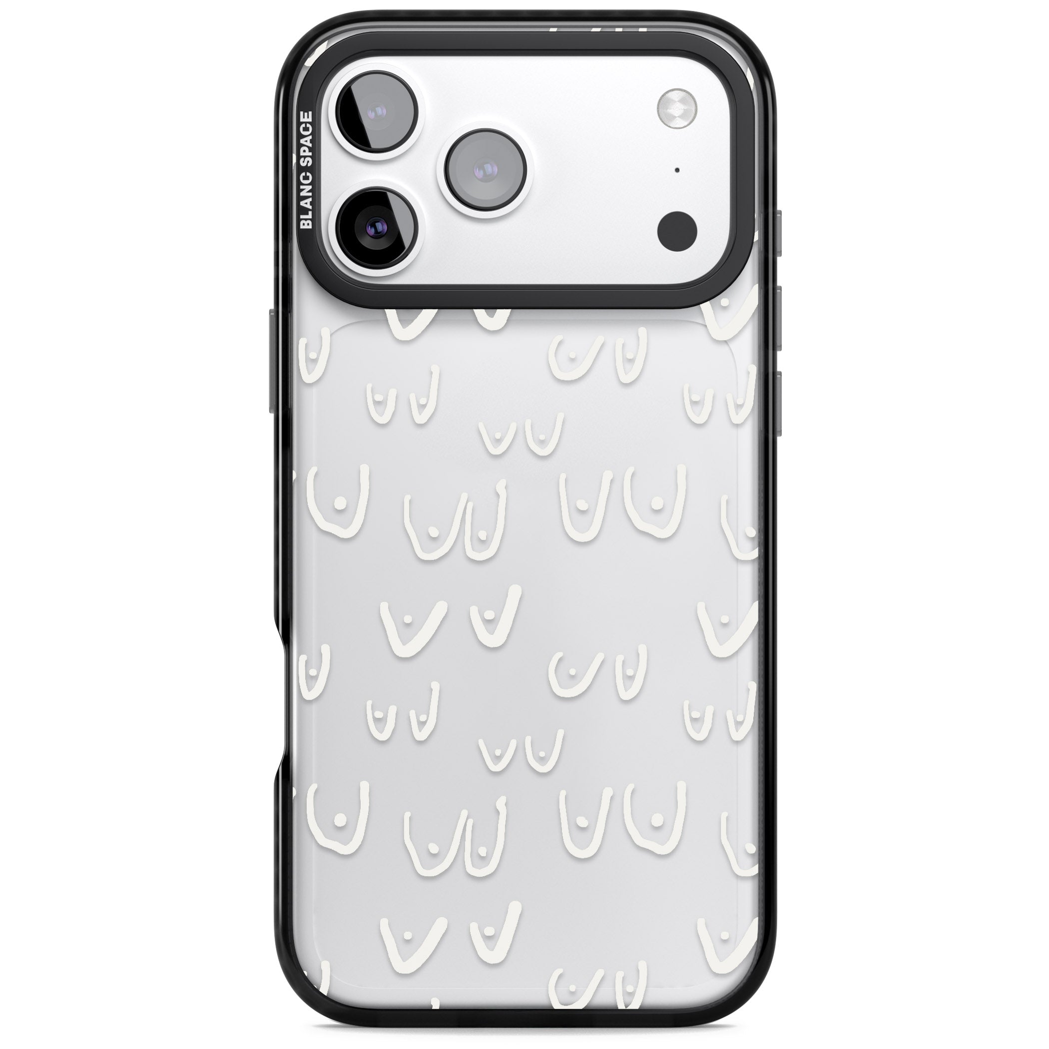 Boob Pattern (White) iPhone 17 Pro Max Impact Black Phone Case