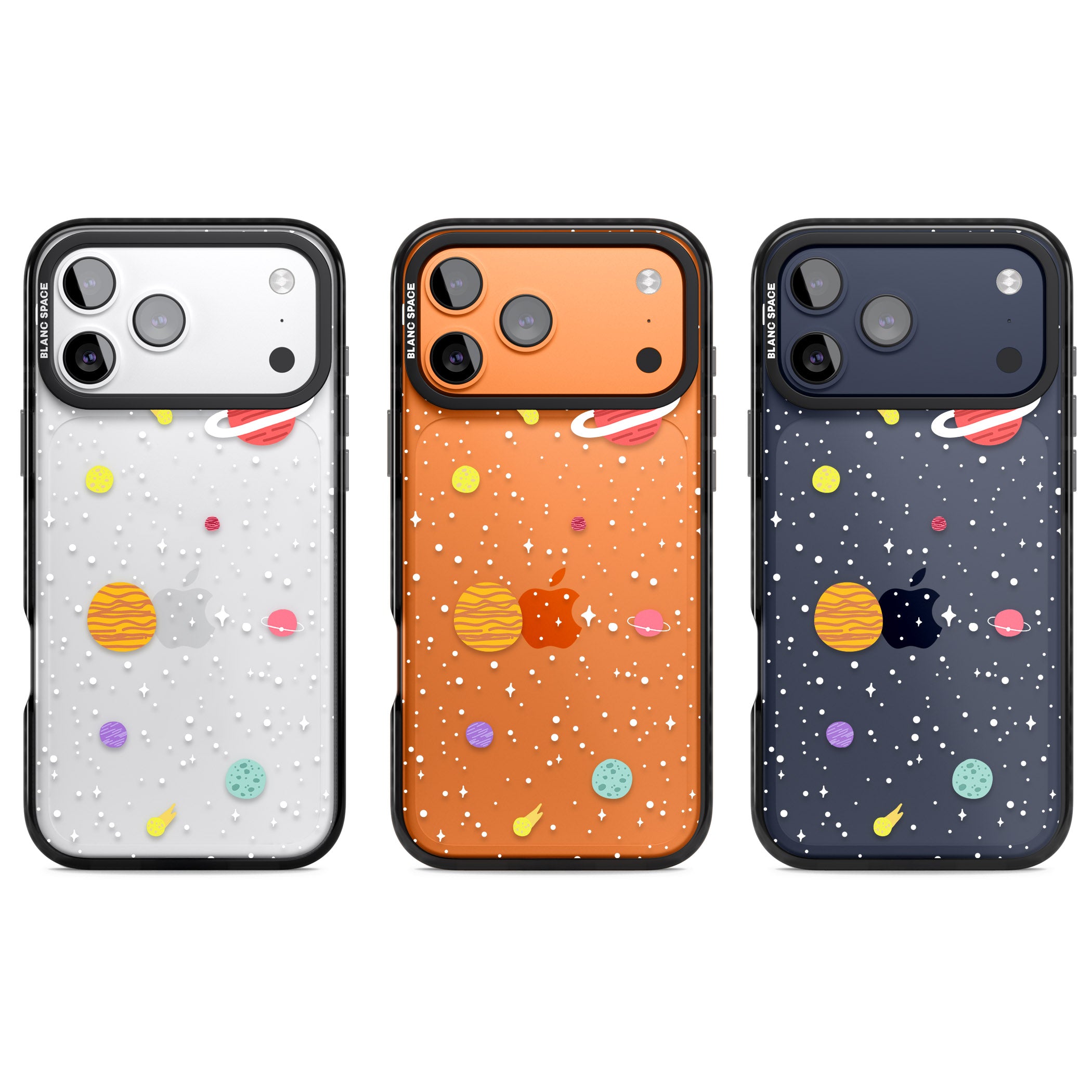 Cute Cartoon Planets (Clear) iPhone 17 Pro Impact Black Phone Case APT Impact Protection