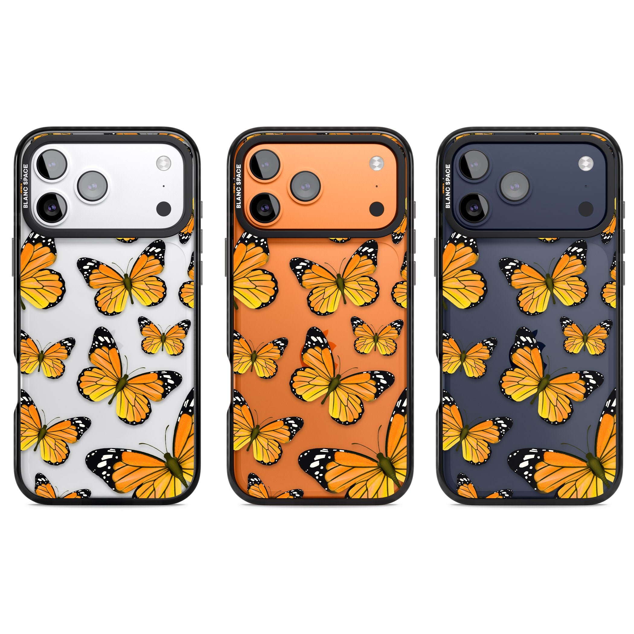 Sun Yellow Butterflies iPhone 17 Pro Impact Black Phone Case APT Impact Protection