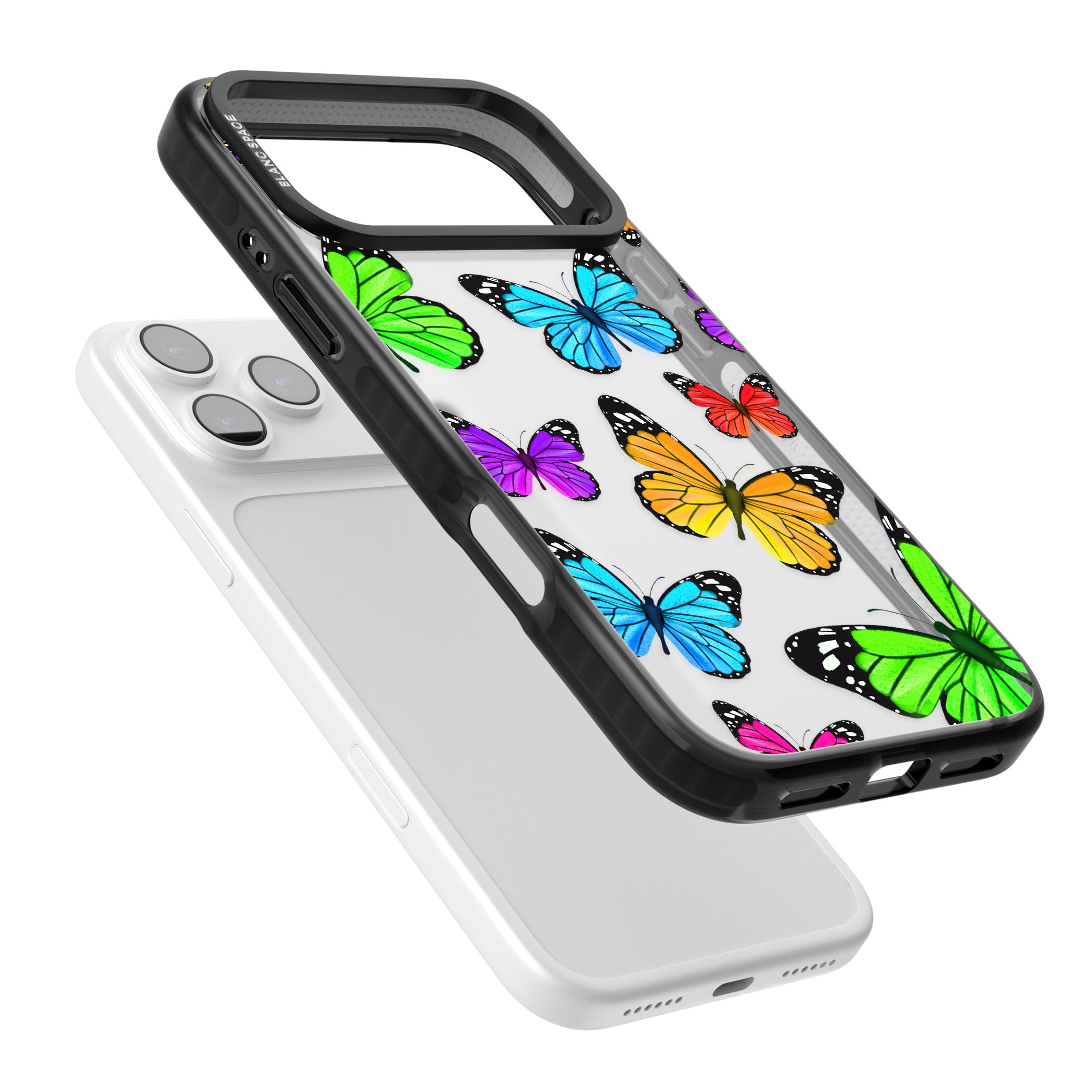 Vibrant Butterflies iPhone 17 Pro Max Impact Black Phone Case Colours