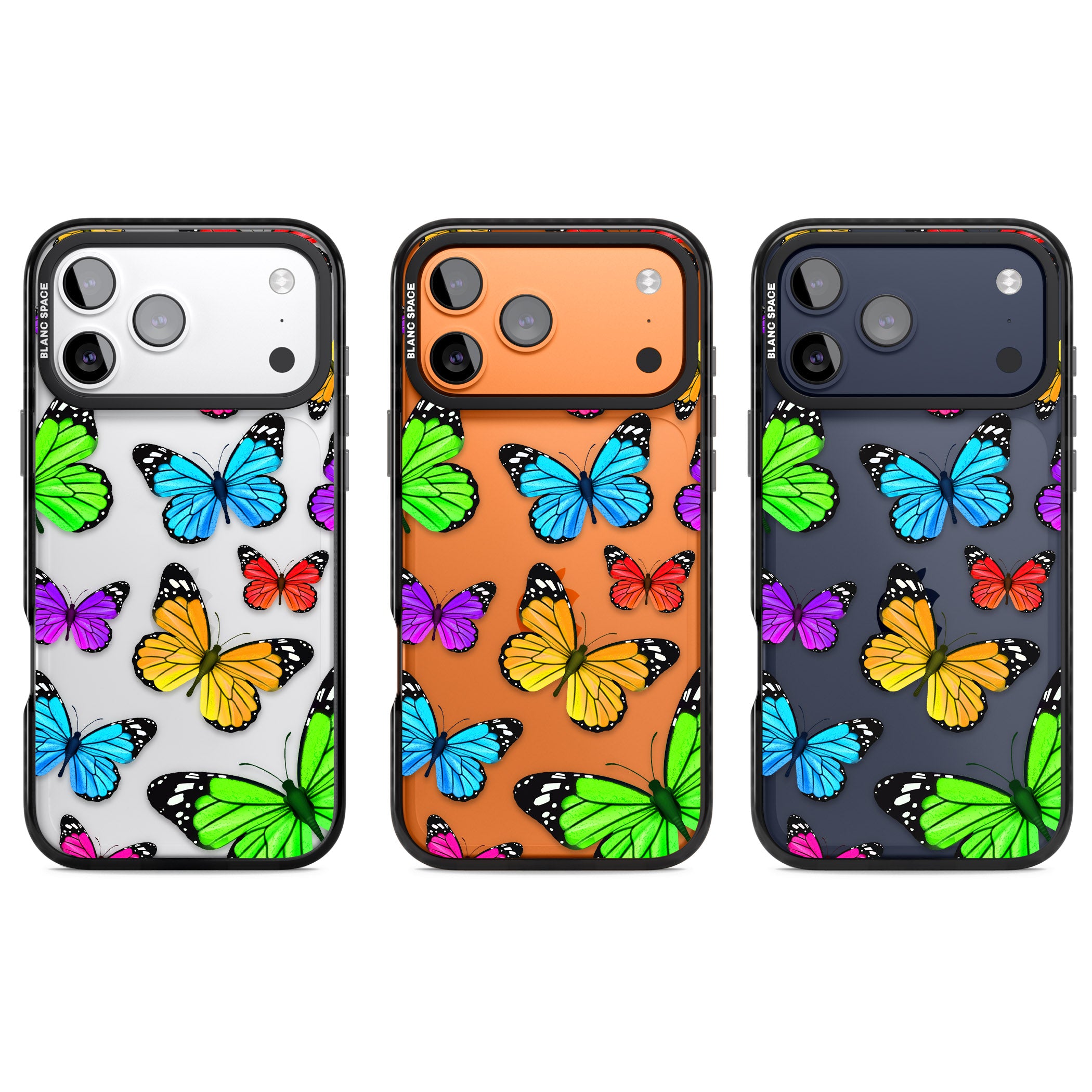 Vibrant Butterflies iPhone 17 Pro Impact Black Phone Case APT Impact Protection