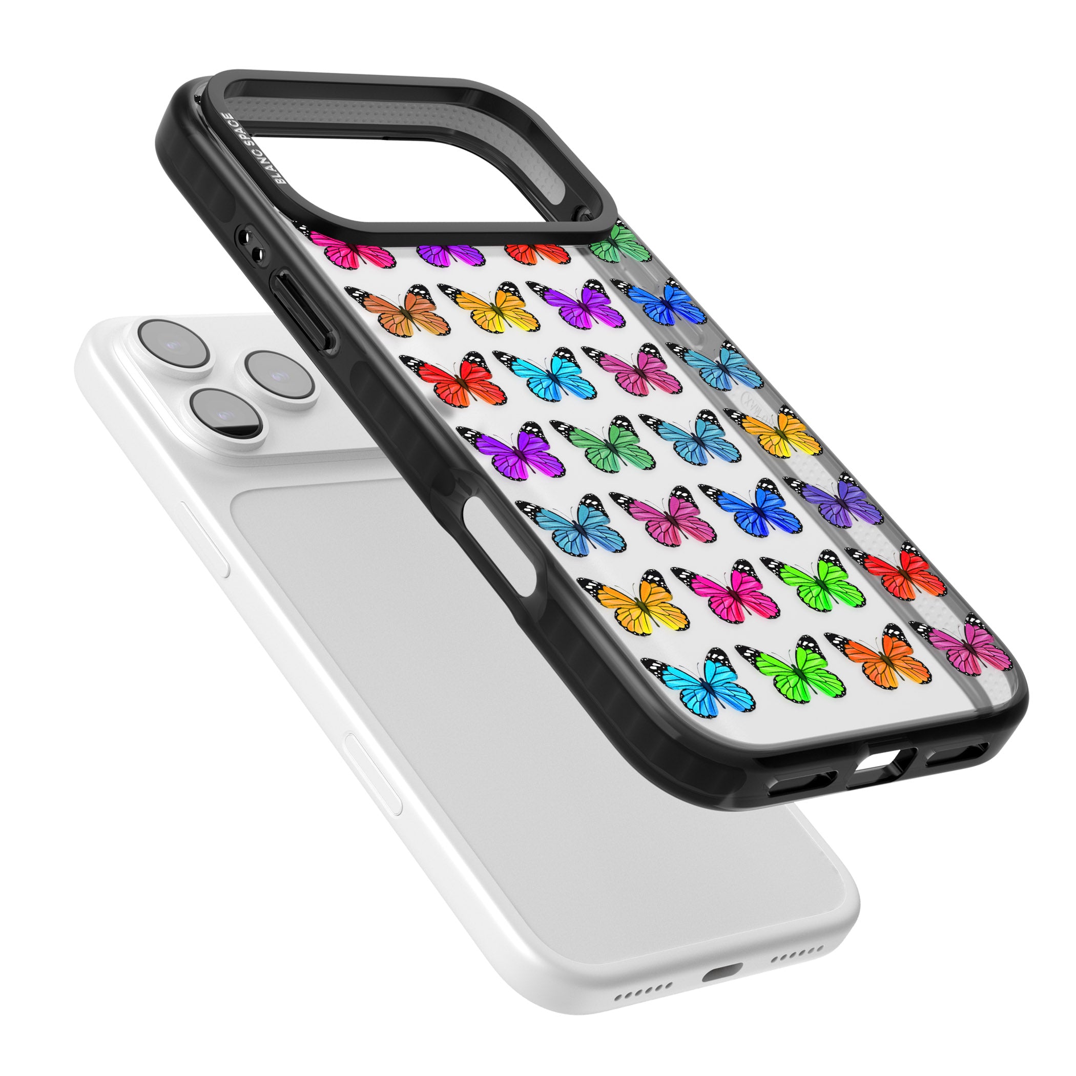 Colourful Butterfly Pattern iPhone 17 Pro Max Impact Black Phone Case Colours