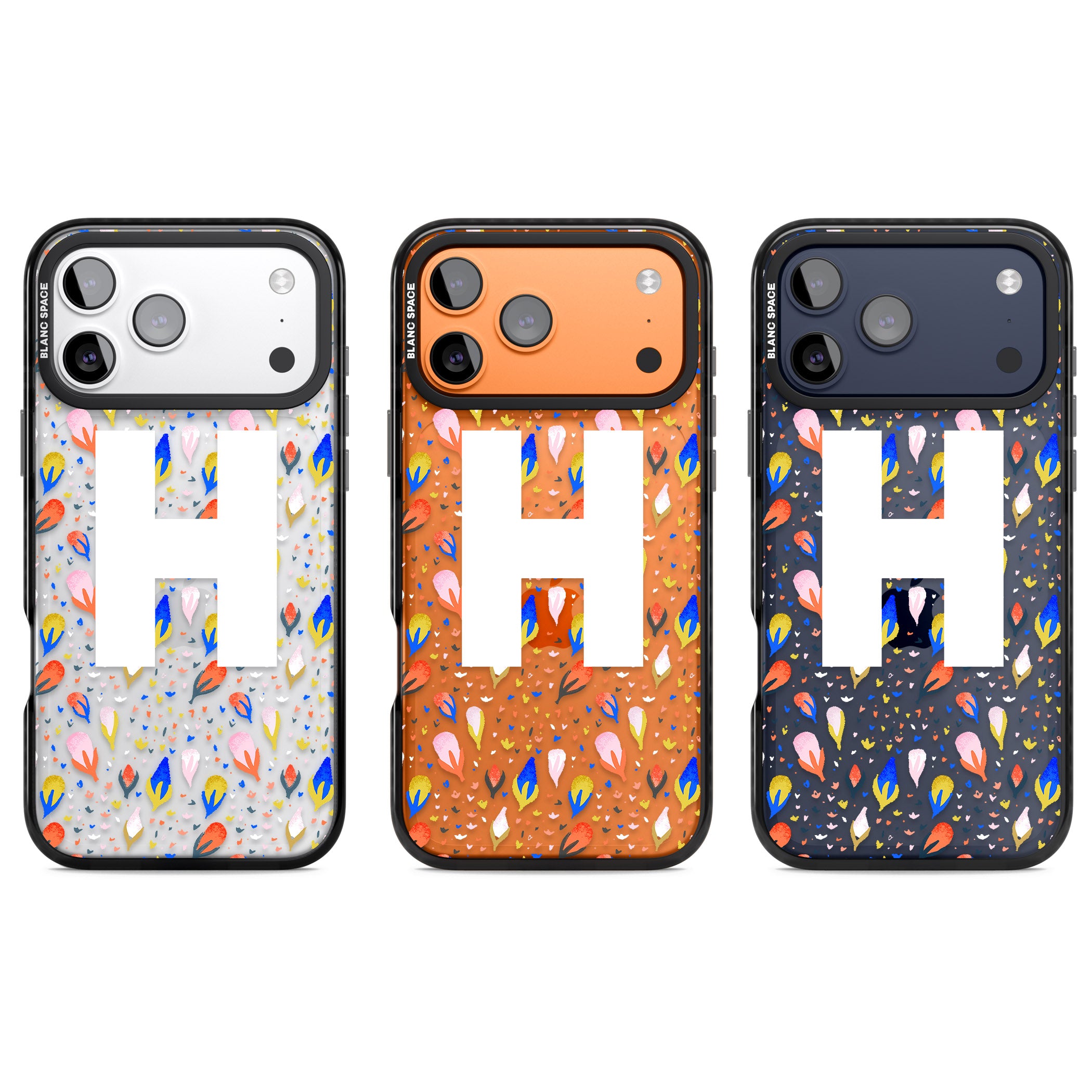 Personalised Abstract Floral Initial iPhone 17 Pro Impact Black Phone Case APT Impact Protection