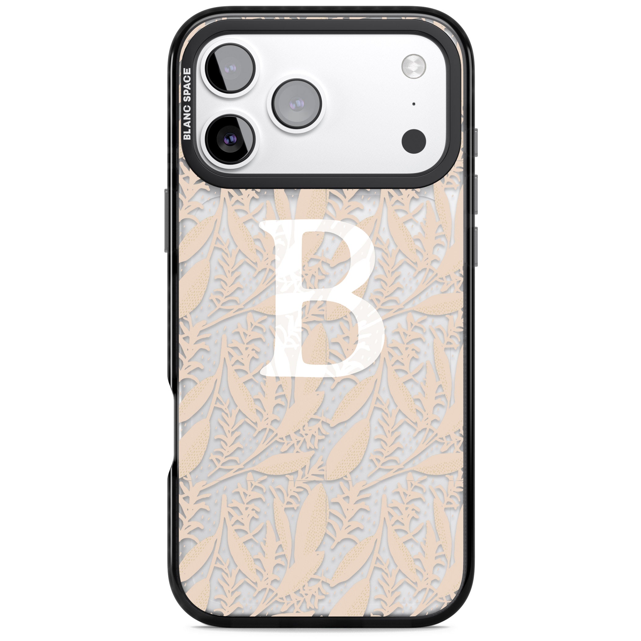 Personalised Monogram Subtle Abstract Floral iPhone 17 Pro Max Impact Black Phone Case