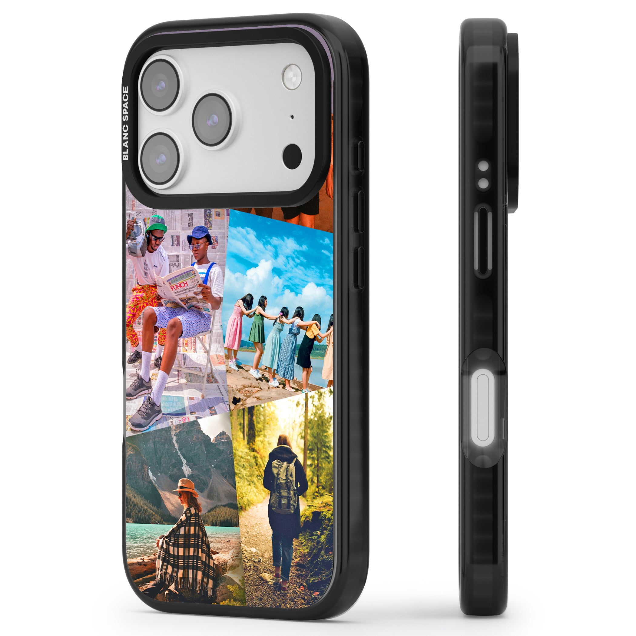 Personalised Abstract Photo Grid iPhone 17 Pro Max Impact Black Phone Case Side Profile