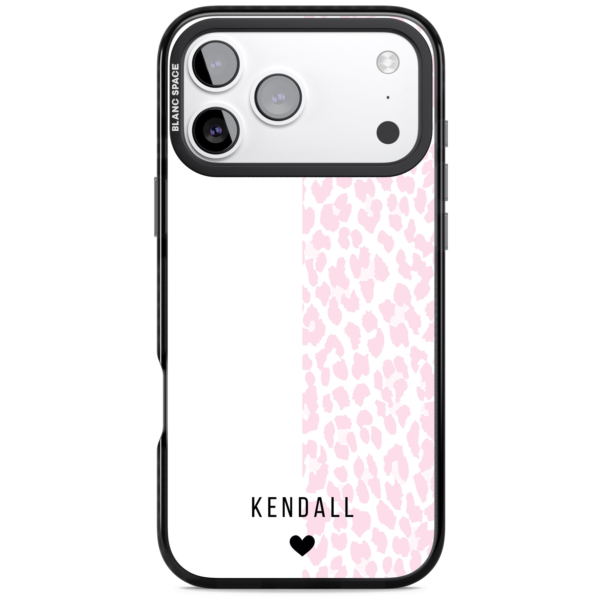 Personalised Pink Leopard iPhone 17 Pro Max Impact Black Phone Case