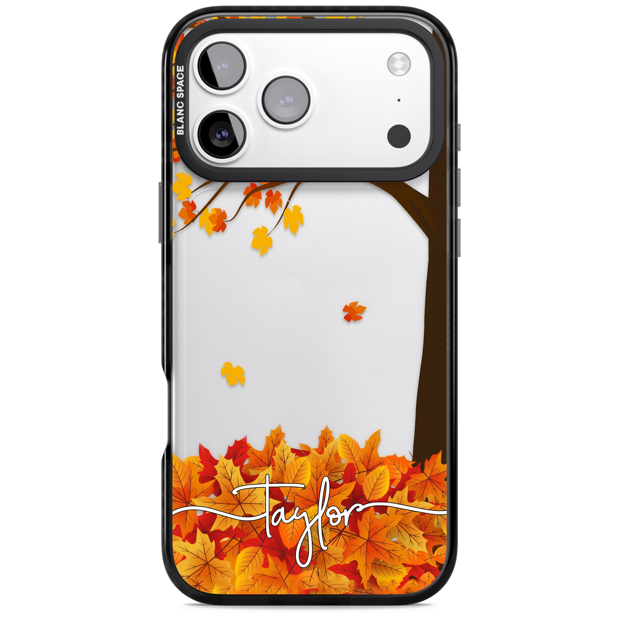 Personalised Autumn Leaves iPhone 17 Pro Max Impact Black Phone Case