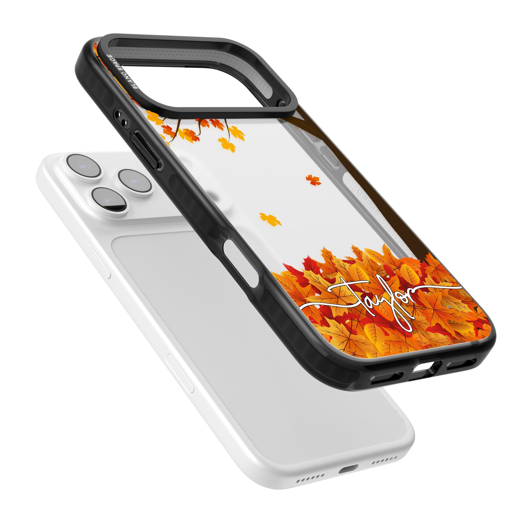 Personalised Autumn Leaves iPhone 17 Pro Max Impact Black Phone Case Colours