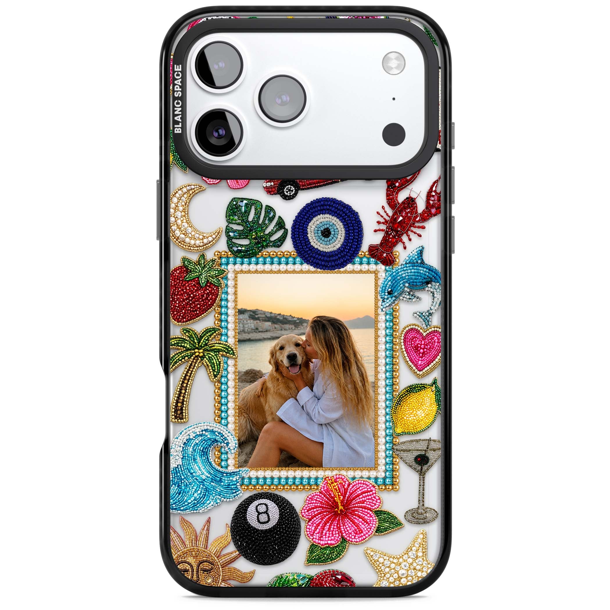 Beaded Photo coastal iPhone case | Clear Impact case for iPhone 17 Pro, iPhone 17 Pro Max