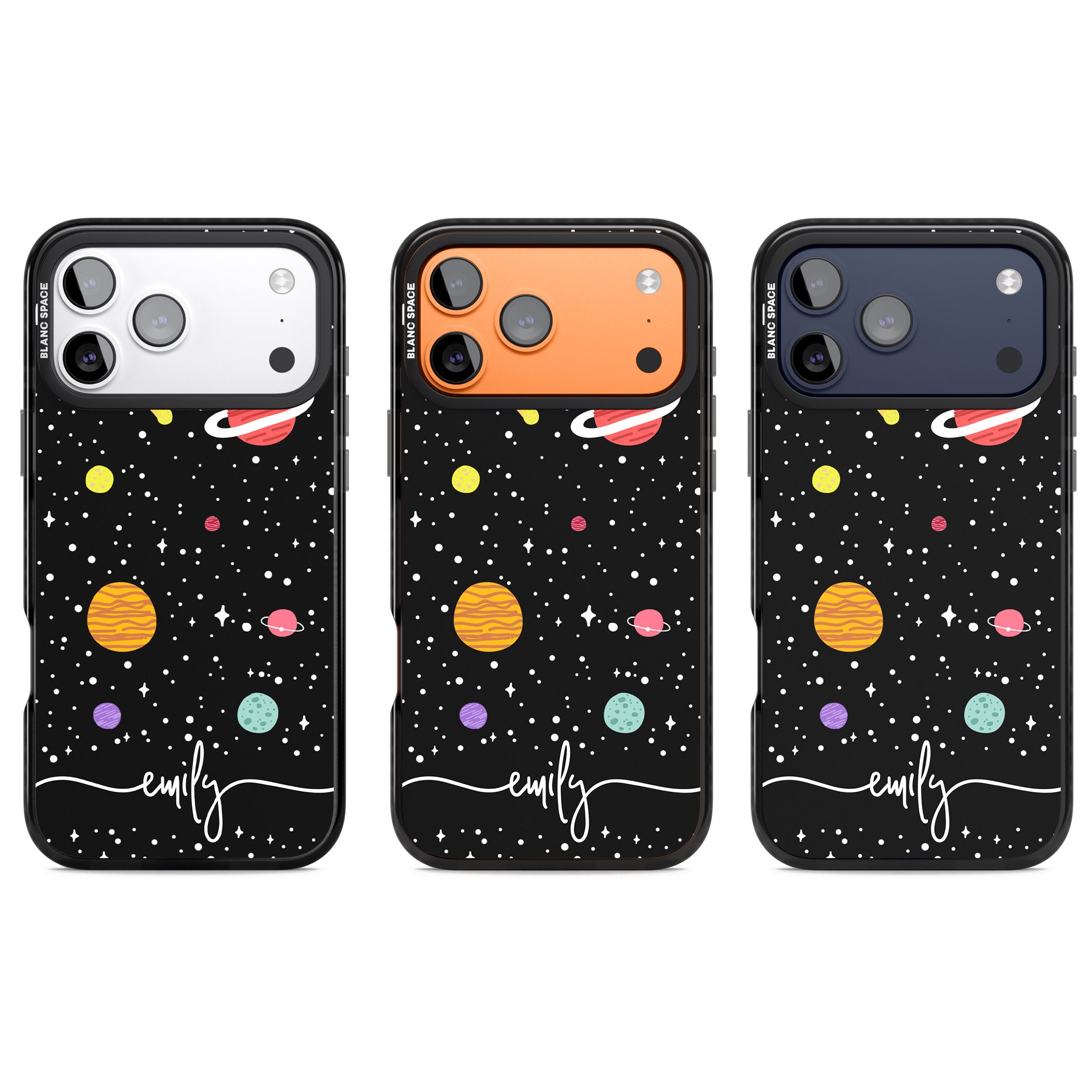 Personalised Cute Cartoon Planet iPhone 17 Pro Impact Black Phone Case APT Impact Protection