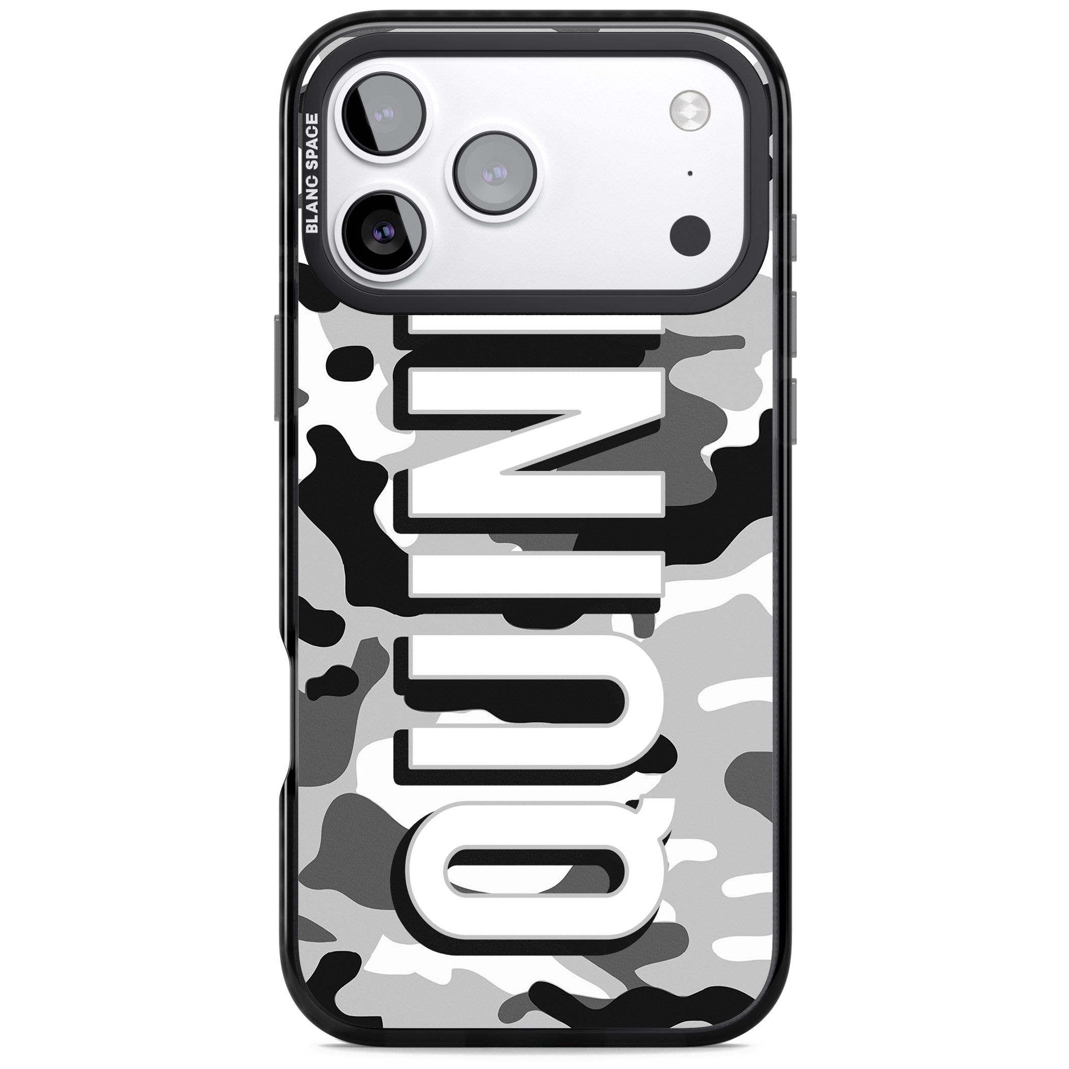 Personalised Greyscale Camo iPhone 17 Pro Max Impact Black Phone Case