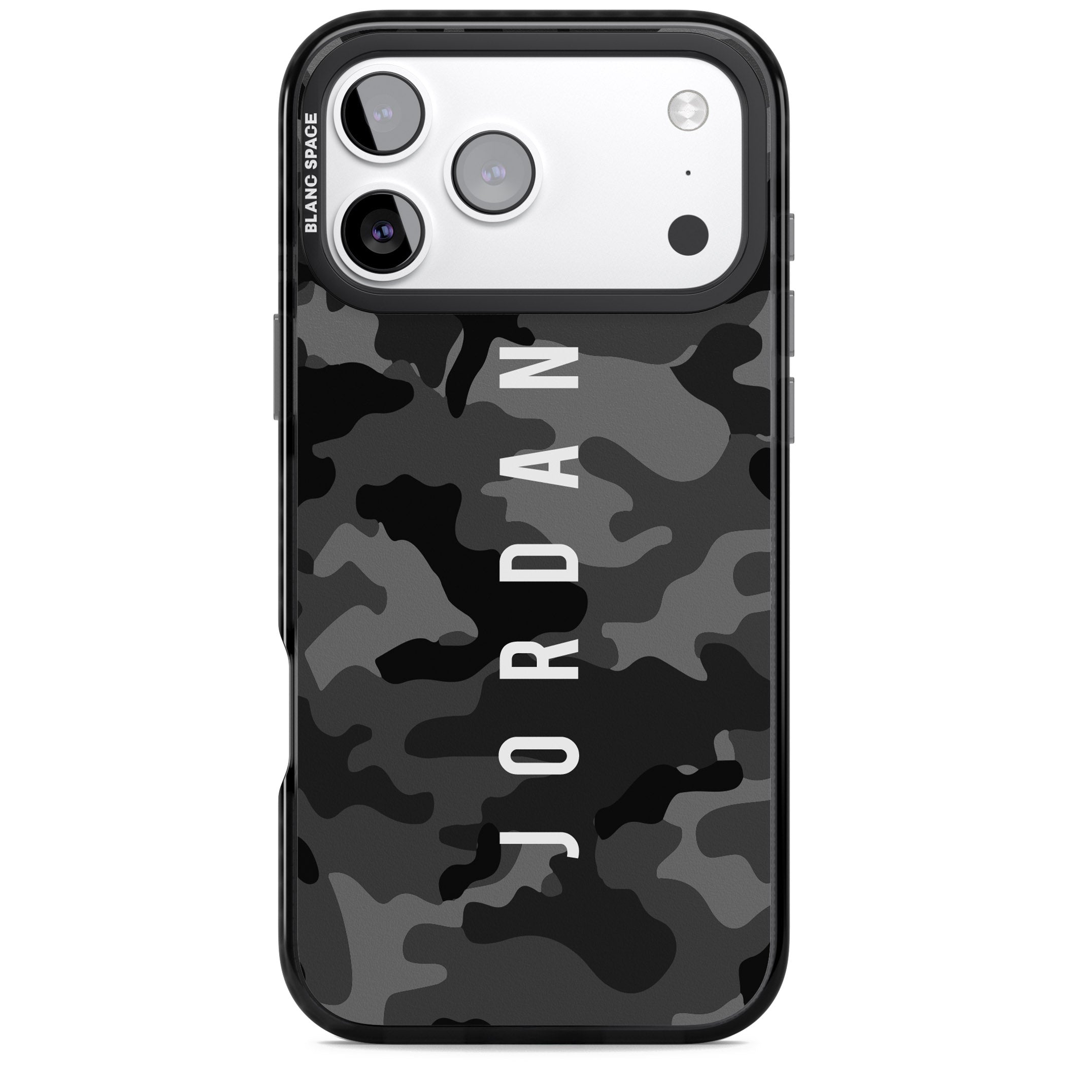Personalised Black Camouflage Name iPhone 17 Pro Max Impact Black Phone Case