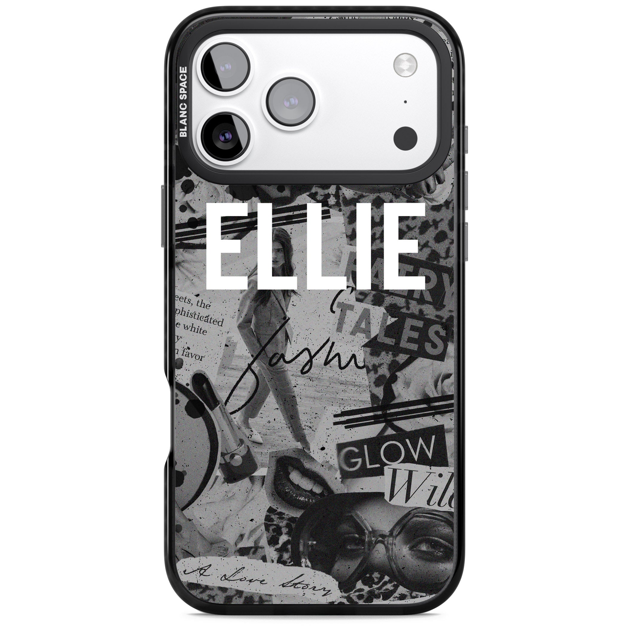 Personalised Grey Scale Vintage Collage iPhone 17 Pro Max Impact Black Phone Case