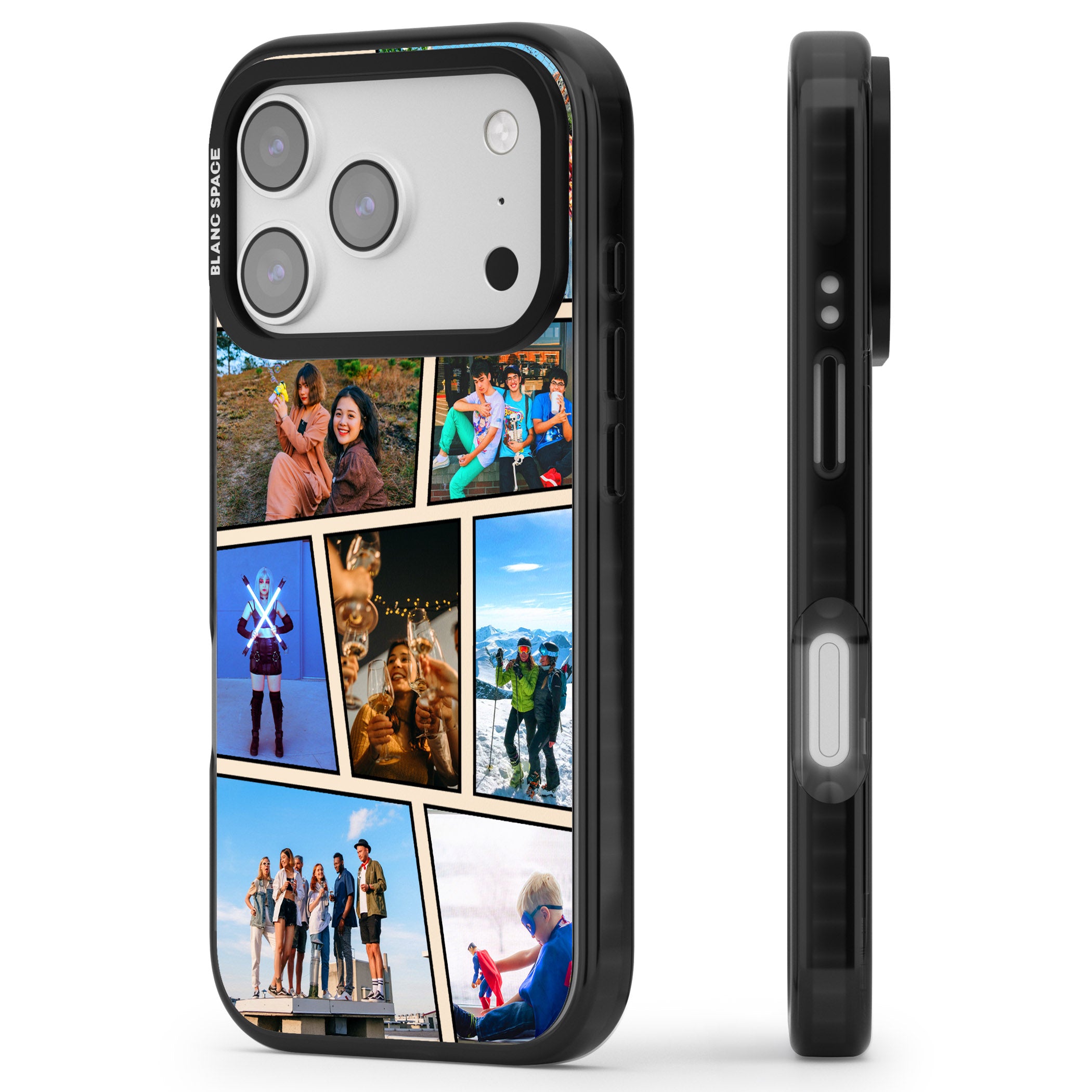 Personalised Comic Strip Photo iPhone 17 Pro Max Impact Black Phone Case Side Profile