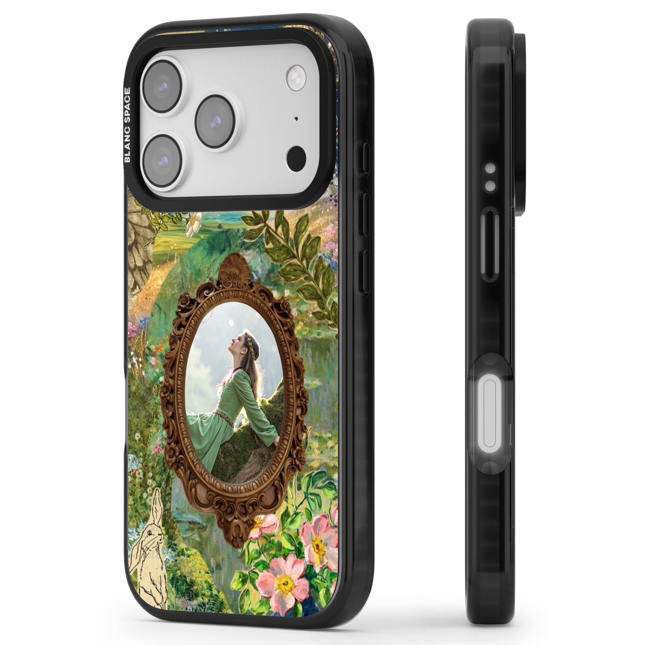 Personalised Meadow Frame iPhone 17 Pro Max Impact Black Phone Case Side Profile